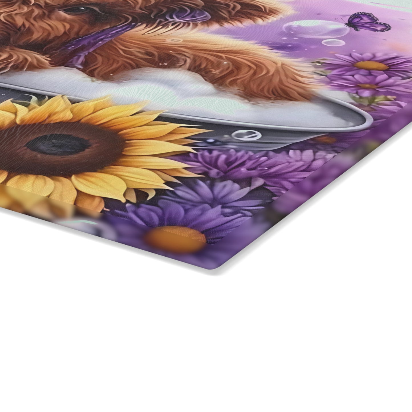 🐮💜 Lavender Highland Calf Cutting Board – Cozy Farmhouse Vibes with Country Bloom Charm