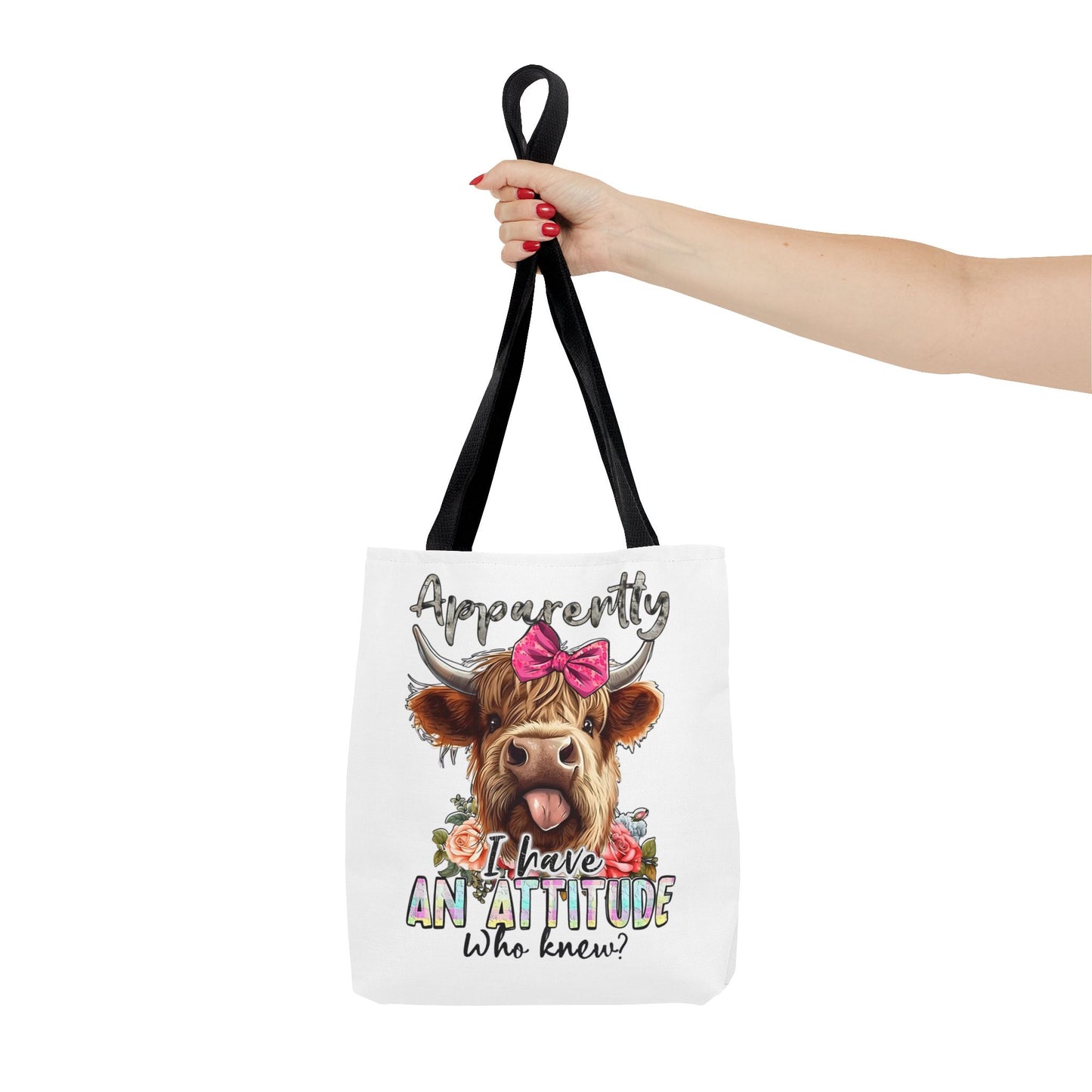 🐄 Al parecer, tengo actitud: bolso tote Sassy Cow con lazo rosa 🌸