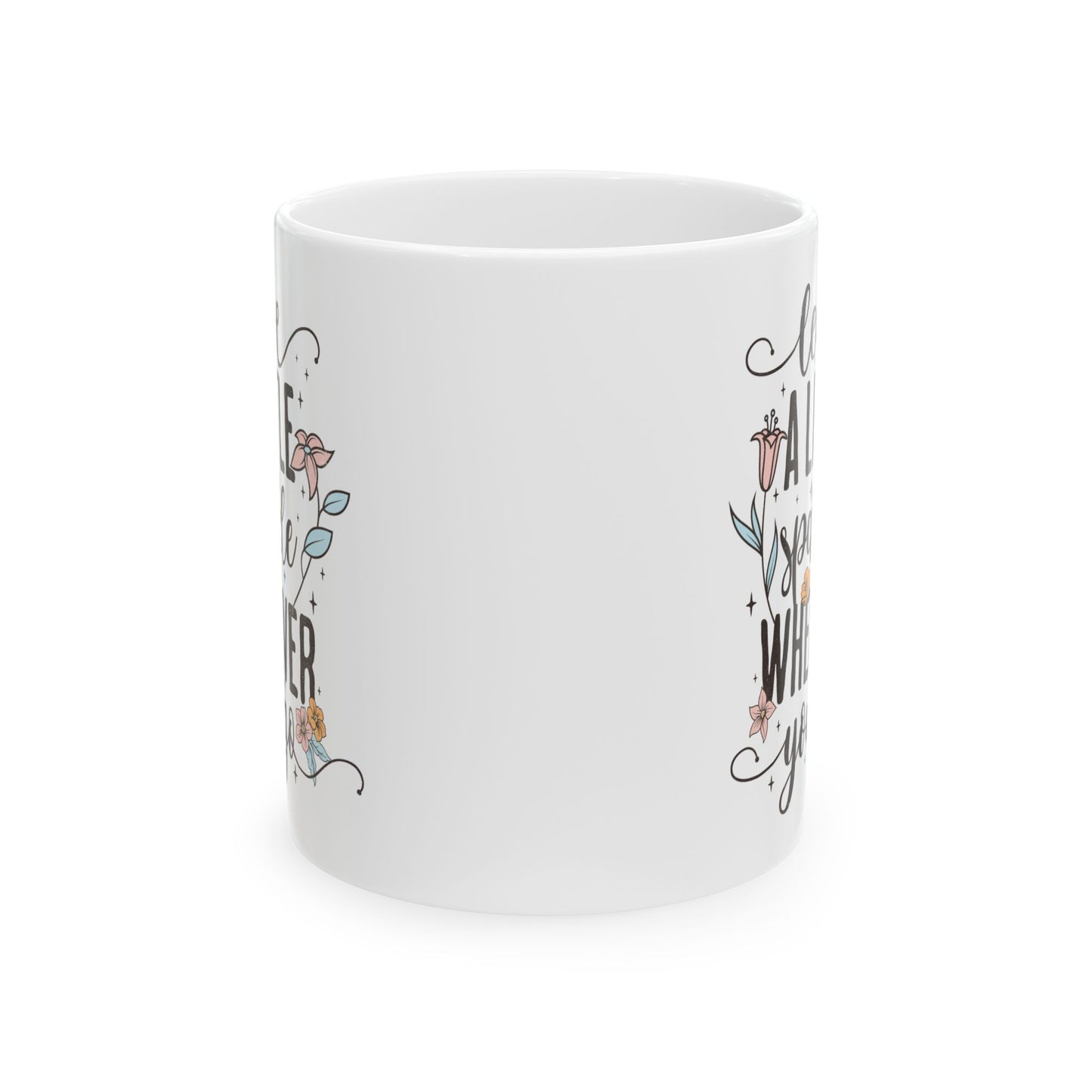 Taza floral “Deja un poco de brillo dondequiera que vayas” ✨