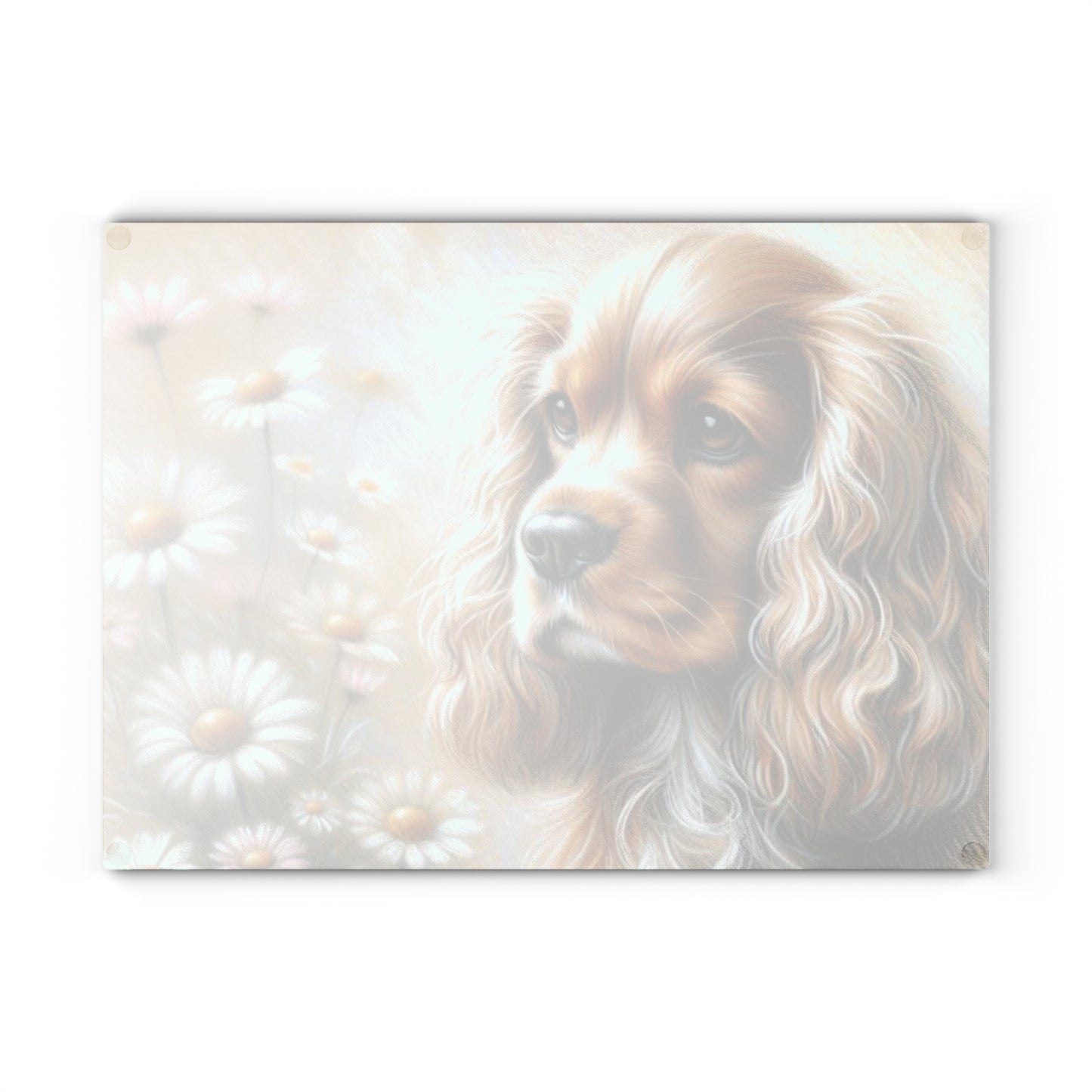 🌼 Golden Cocker Spaniel Cutting Board – Sweet Gaze & Daisy Daydreams for Your Kitchen