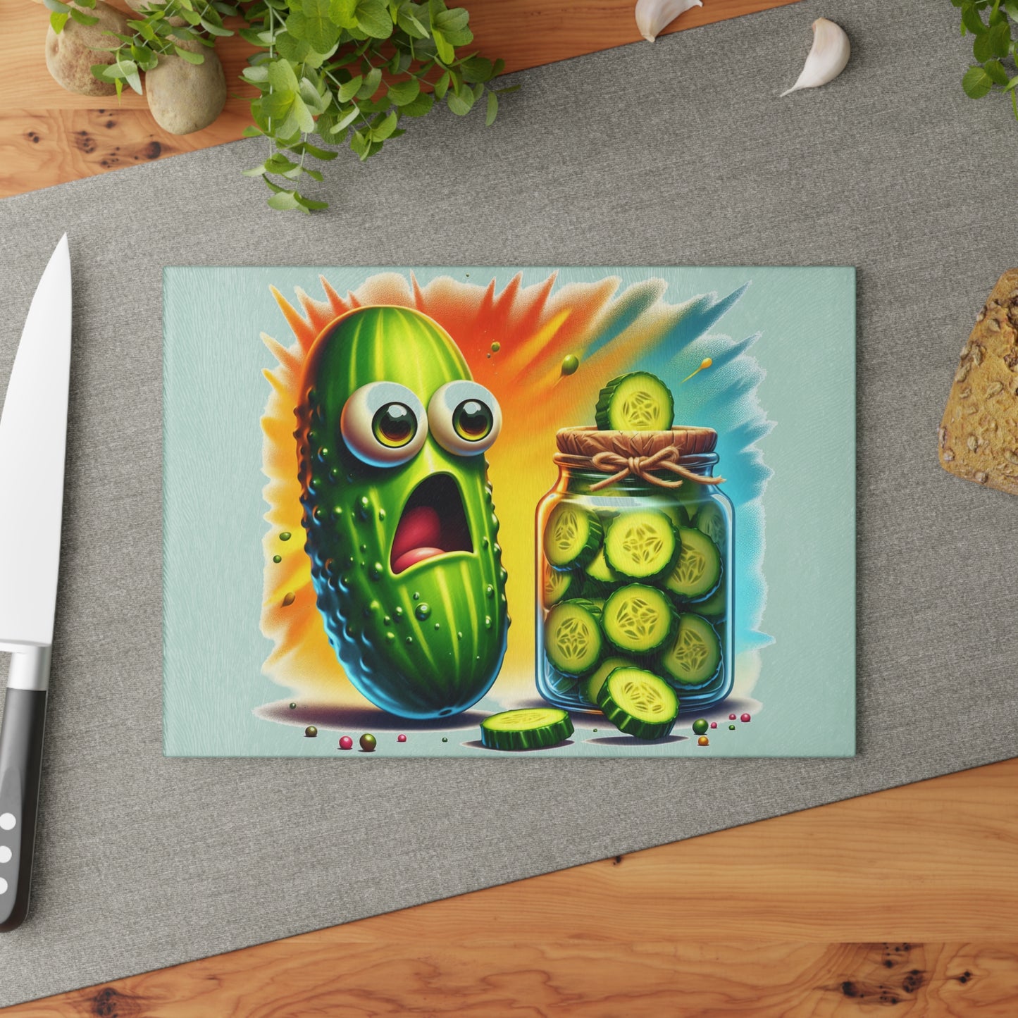 🥒😂 Funny Pickle Cutting Board – Colorful Kitchen Humor for Your Home