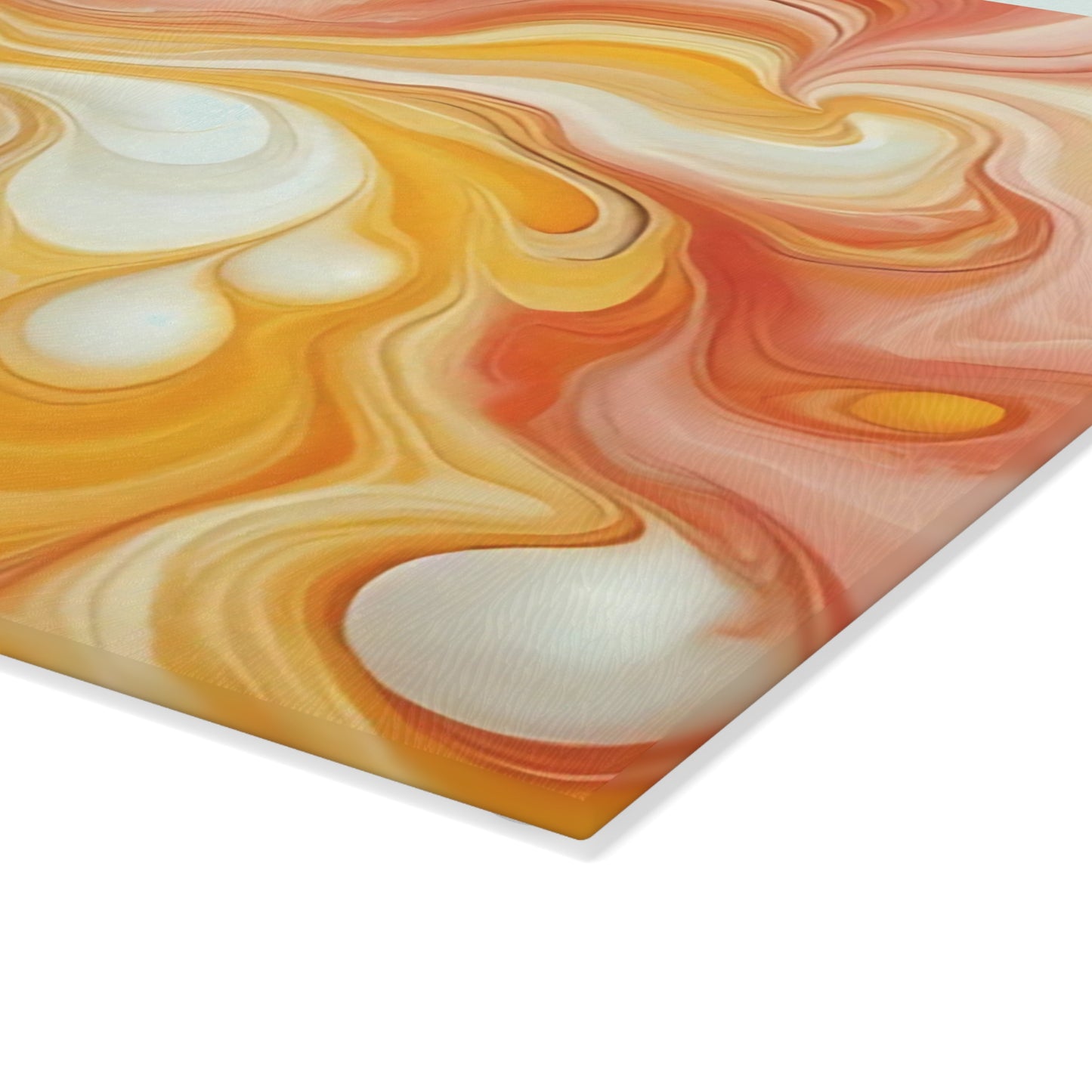 Tabla de cortar de vidrio templado con efecto mármol amarillo, gris y naranja: elegante decoración de cocina con aspecto de mármol, ideal para regalar y funcional.