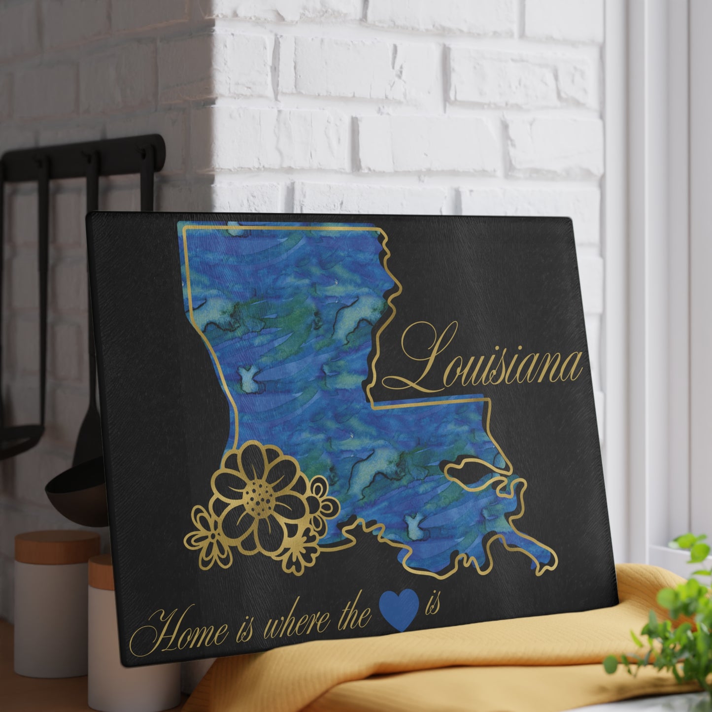 💙 Louisiana State Cutting Board – Bold Blues with Bayou Love