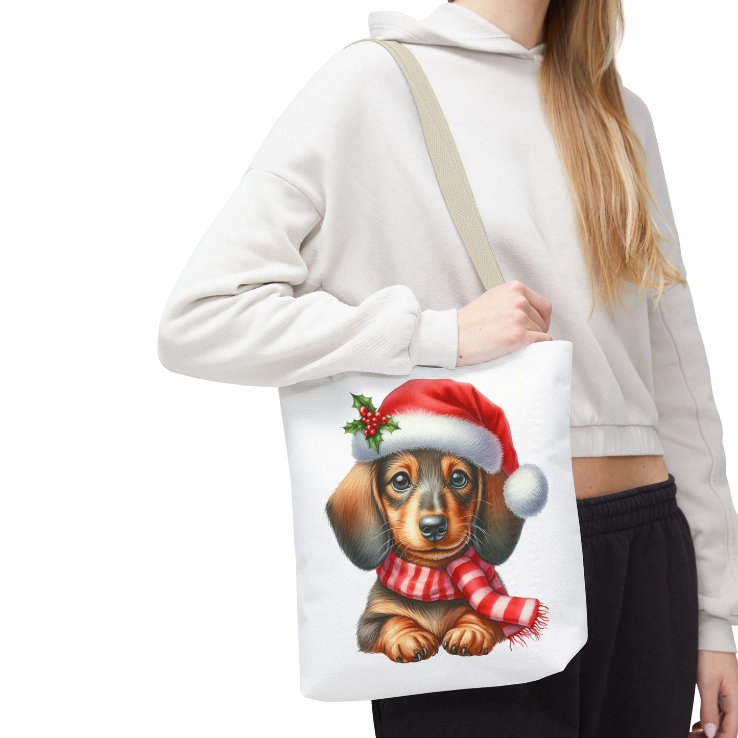🎄 Dachshund Christmas Tote Bag – Festive Holiday Charm for Dog Lovers 🐾🎅