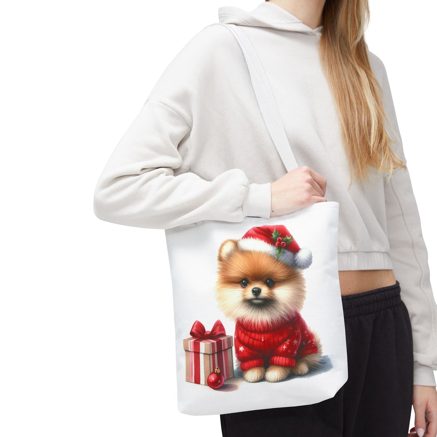 🎄 Pomeranian Christmas Tote Bag – Cozy Fluff & Festive Cheer 🎁🐾