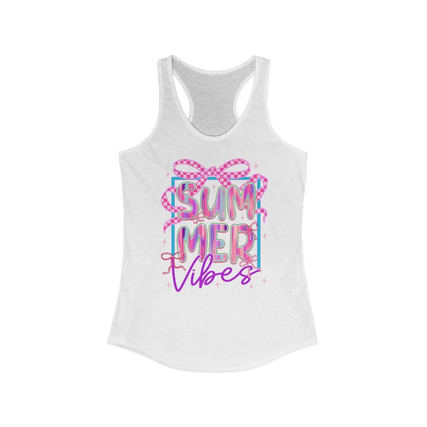 ☀️ Camiseta sin mangas con espalda nadadora Summer Vibes: camiseta gráfica ligera para mujer para playa, piscina y días informales