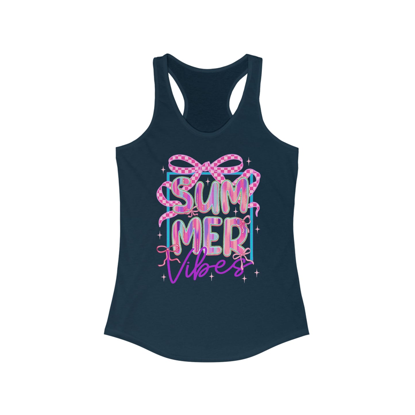 ☀️ Camiseta sin mangas con espalda nadadora Summer Vibes: camiseta gráfica ligera para mujer para playa, piscina y días informales