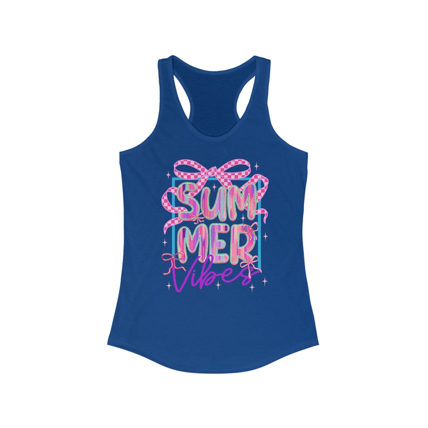 ☀️ Camiseta sin mangas con espalda nadadora Summer Vibes: camiseta gráfica ligera para mujer para playa, piscina y días informales