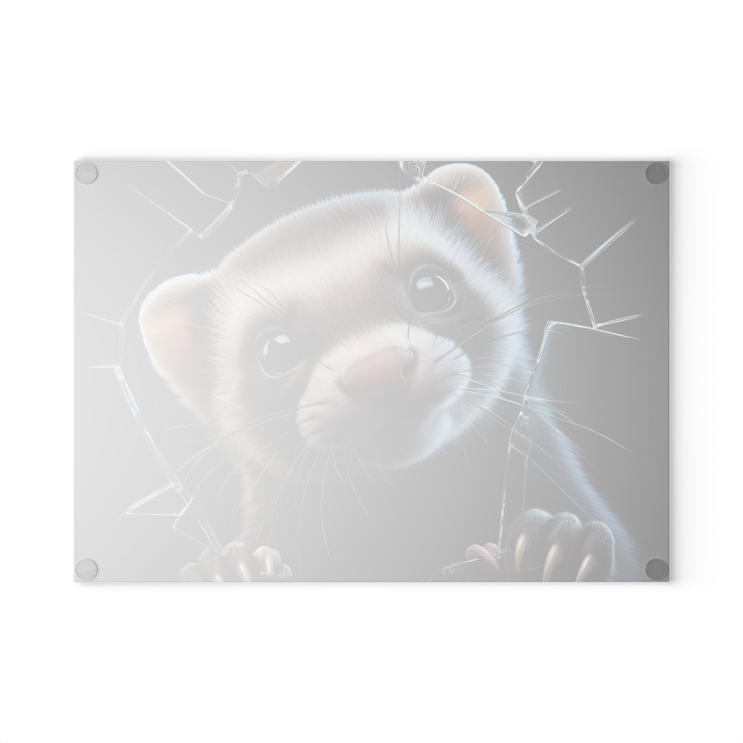 Tabla de cortar de vidrio con forma de hurón, adorable decoración de cocina para amantes de las mascotas, tabla para servir con temática de animales pequeños, regalo único para dueños de hurones, tabla para charcutería
