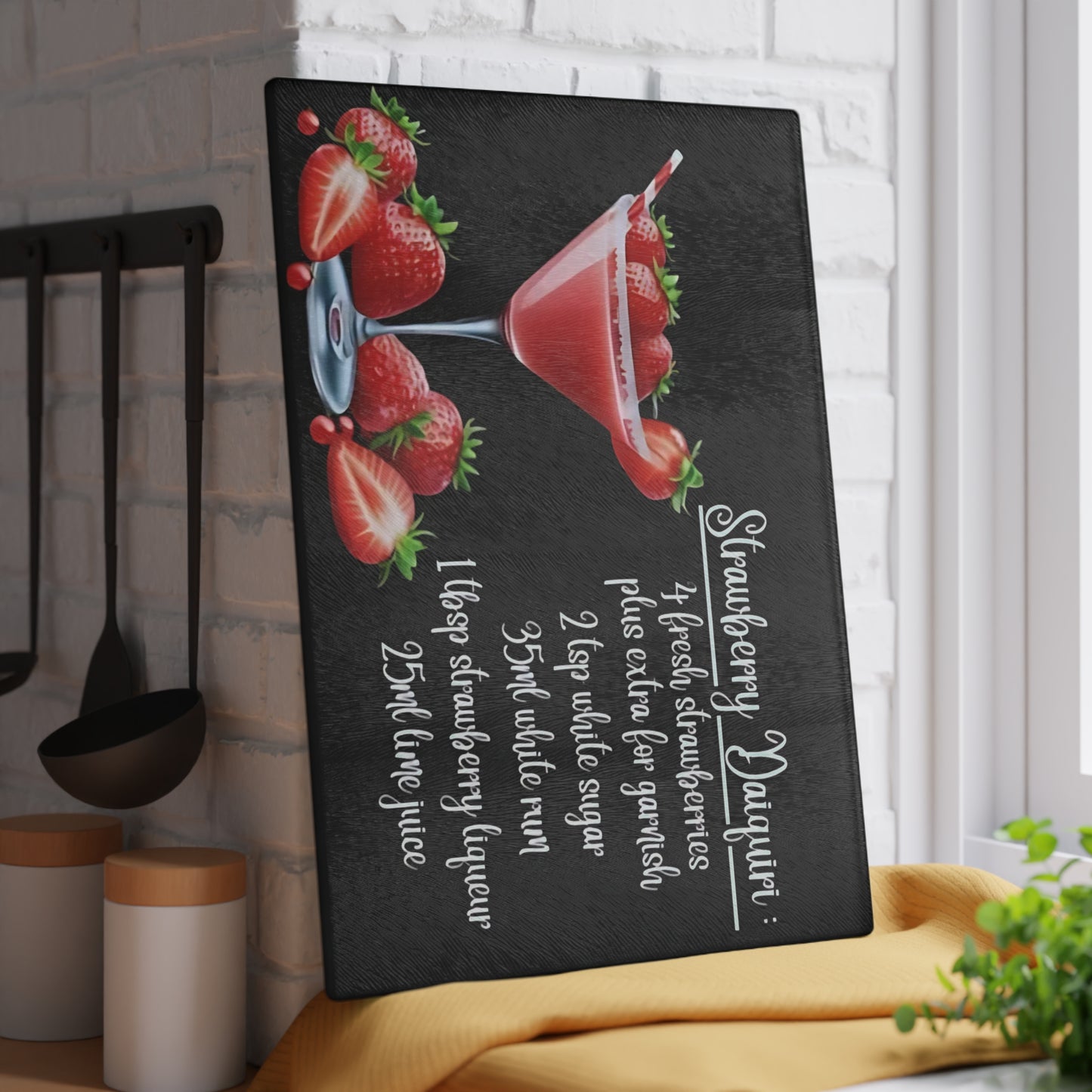 🍓 Strawberry Daiquiri Recipe Cutting Board – A Sweet Splash of Style for Your Kitchen