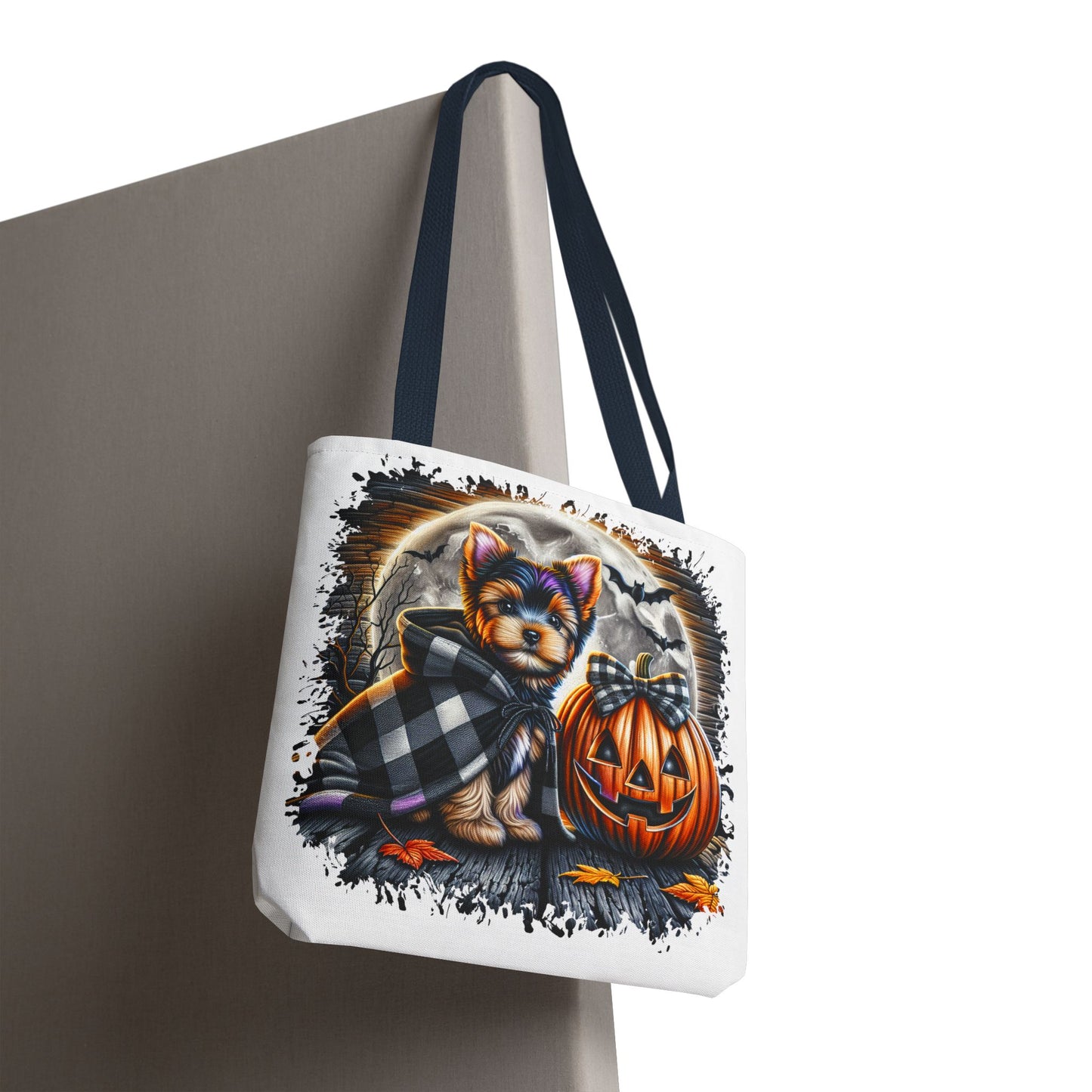 ๐ Yorkie Halloween Tote Bag โ Spooky Cute & Plaid Perfect ๐พ๐ค๐