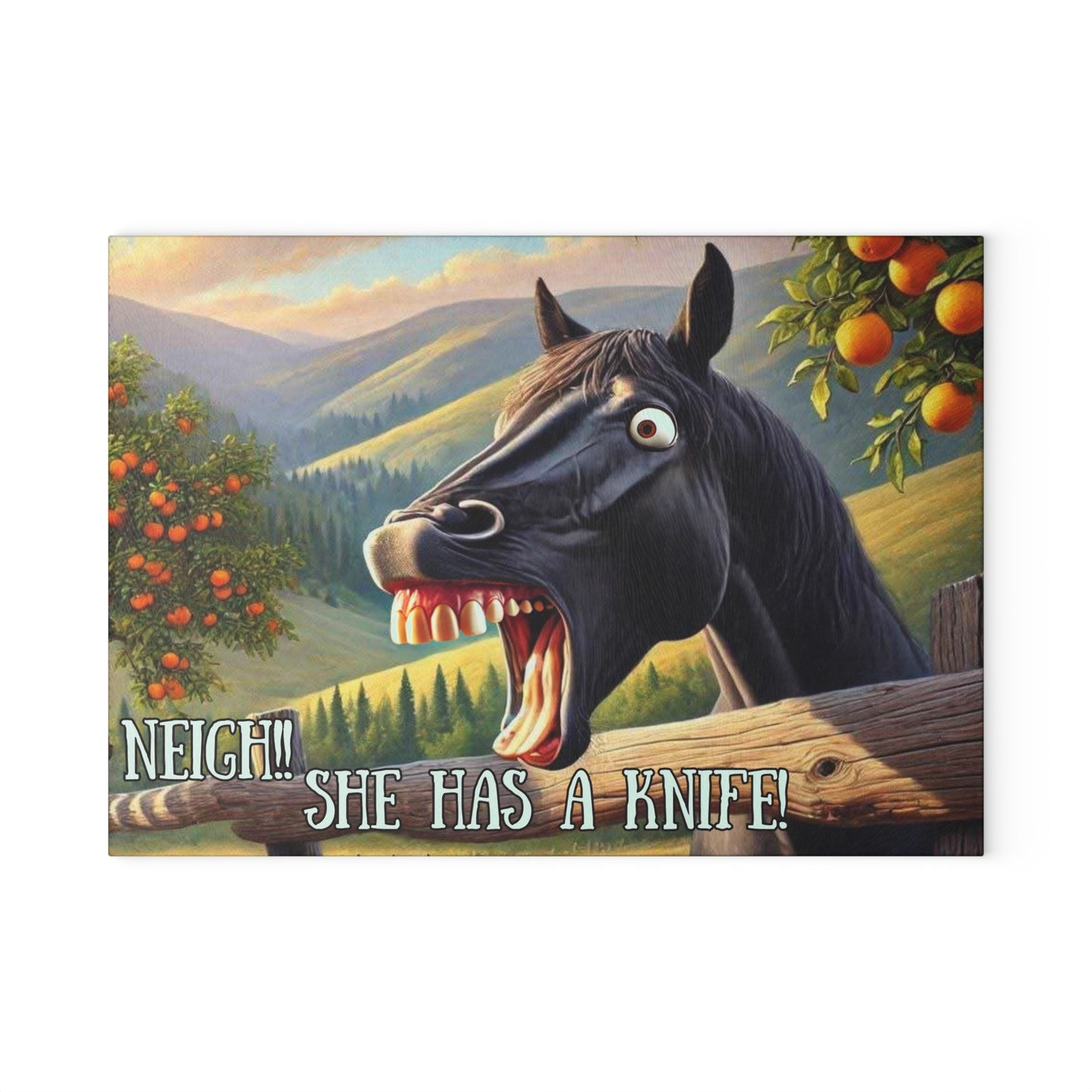 Tabla de cortar de vidrio, diseño de caballo ranchero, decoración de cocina occidental, regalo para amantes de los caballos, estilo rústico, tabla de cortar, tabla de charcutería