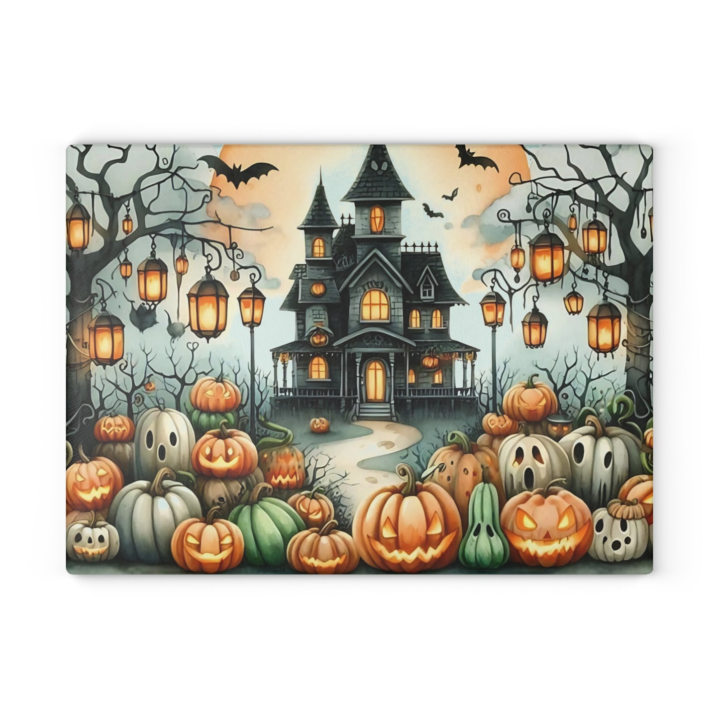 🎃👻 Haunted Halloween Mansion Cutting Board – Spooky Elegance for Your Kitchen 👻🎃