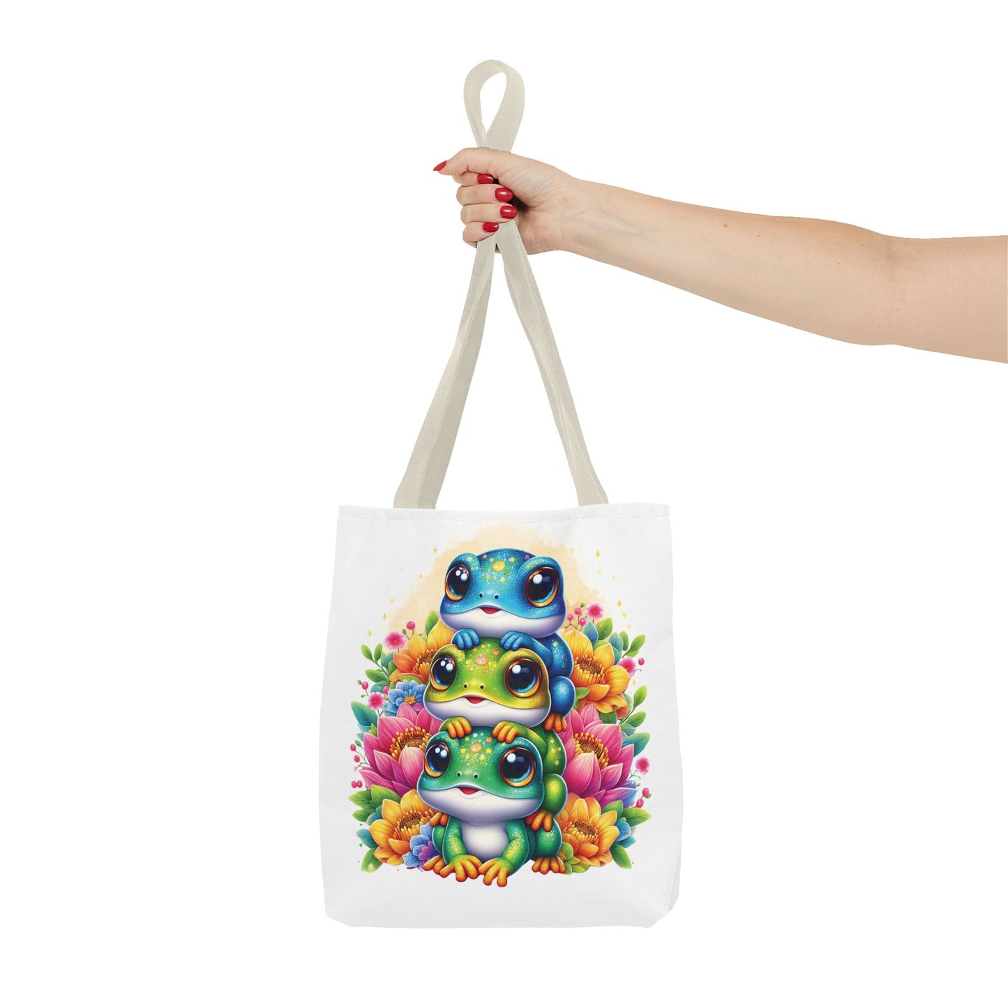 ๐ธ Stacked Frogs Floral Tote Bag โ Colorful Whimsy for Every Day ๐ธ๐