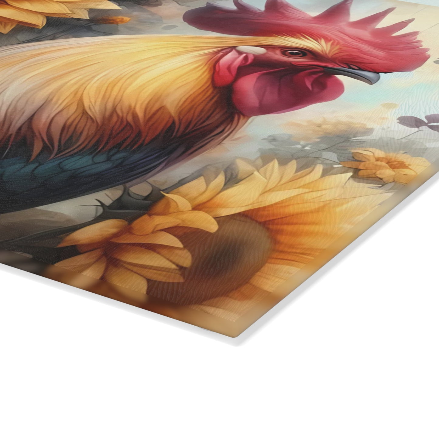 Rooster Glass Cutting Board – Rustic Farmhouse Kitchen Decor | Tempered Glass Charcuterie & Serving Board