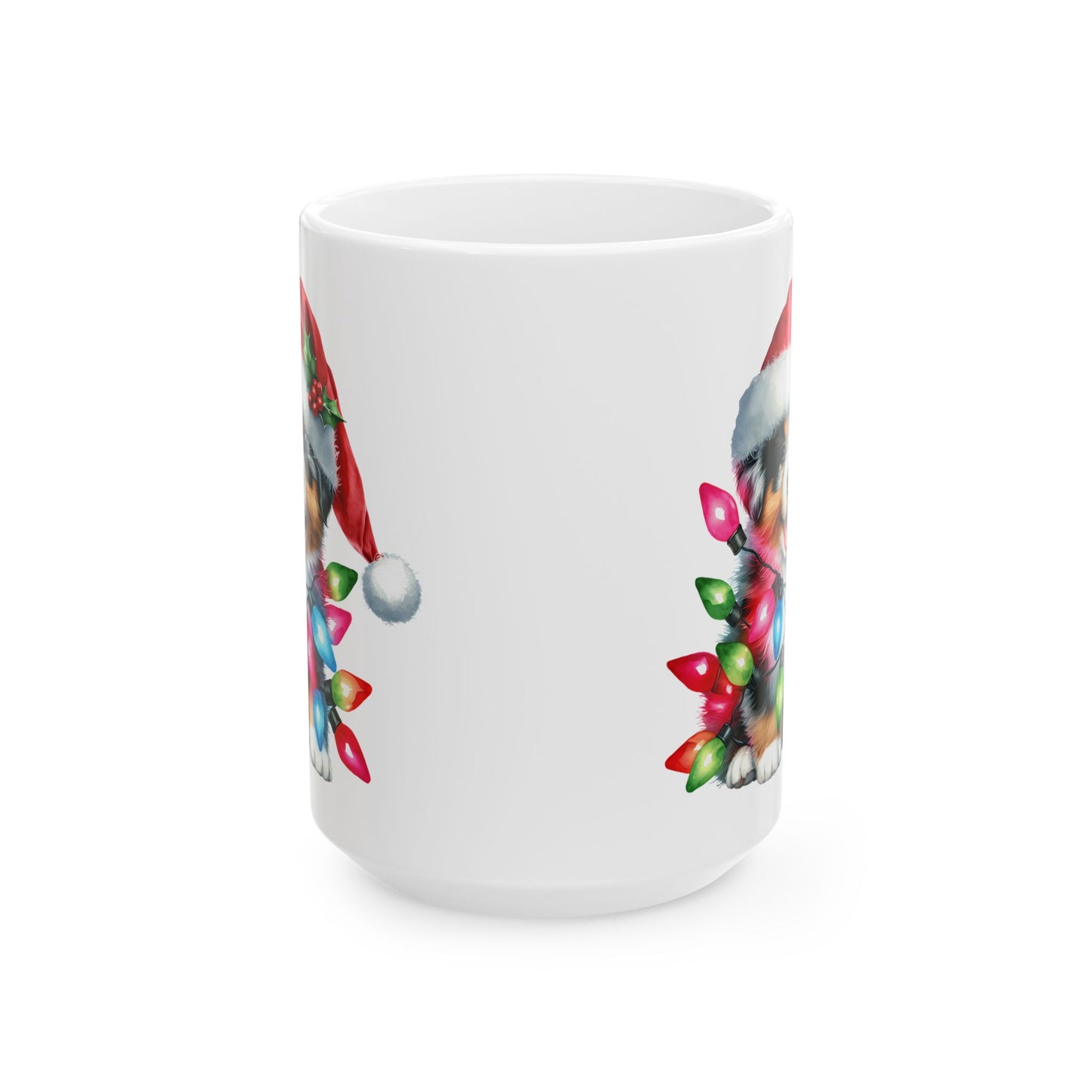 🎅 Australian Shepherd Christmas Mug – Santa Paws with Holiday Sparkle 🌟
