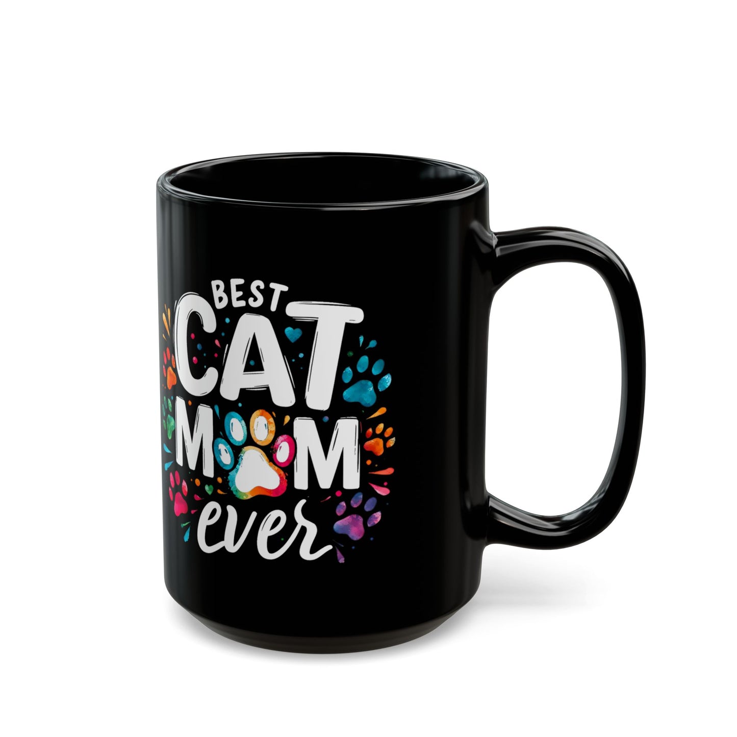 Taza "La mejor mamá gata", regalo divertido para amantes de los gatos, taza de café negro para mamás gatas, taza de agradecimiento para amantes de las mascotas, regalo perfecto para entusiastas de los gatos y amantes de los animales.