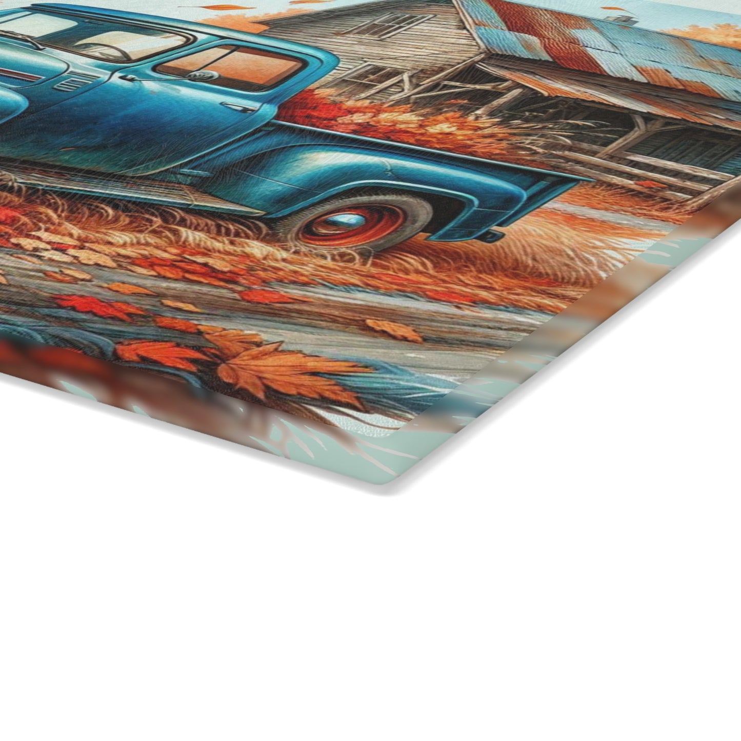 🚜 Vintage Blue Truck Cutting Board – Country Charm & Fall Nostalgia for Your Kitchen