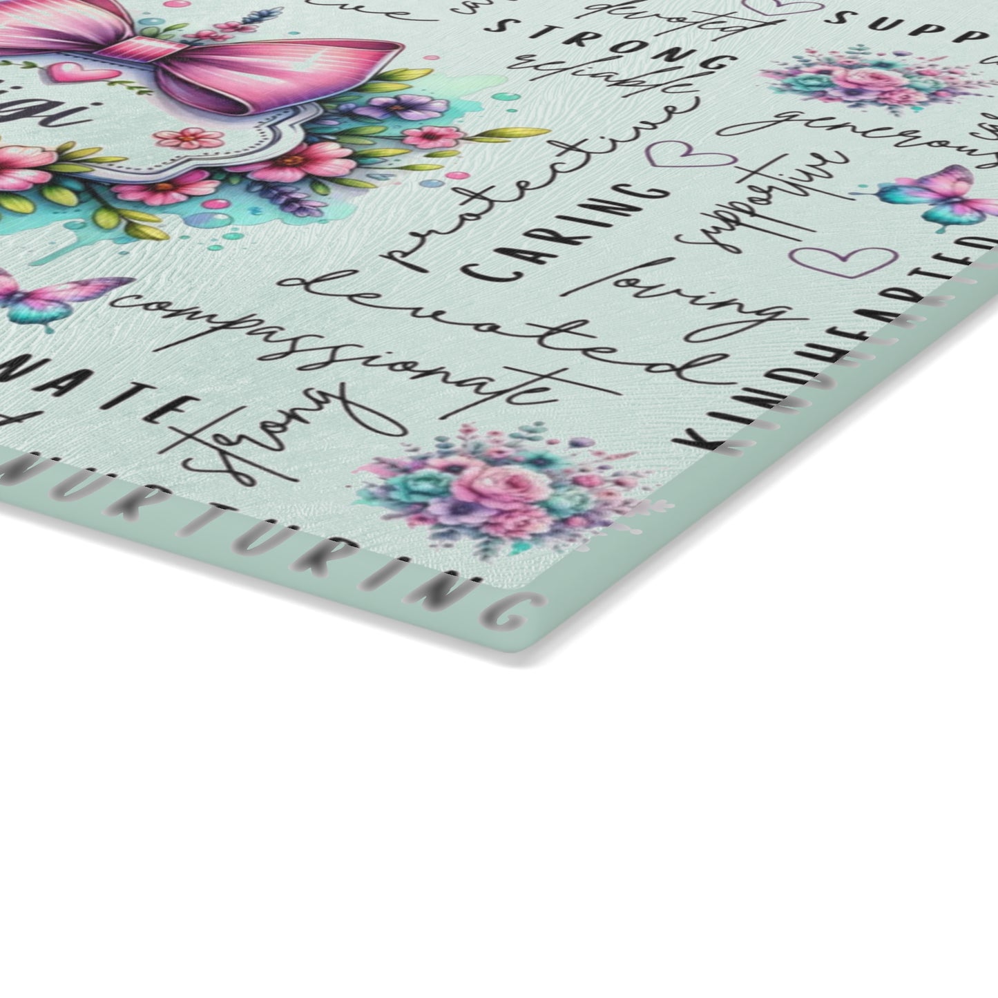 🐇🌸 Gigi Pink Bow Floral Cutting Board – Heartfelt Kitchen Décor Gift 🎀🦋