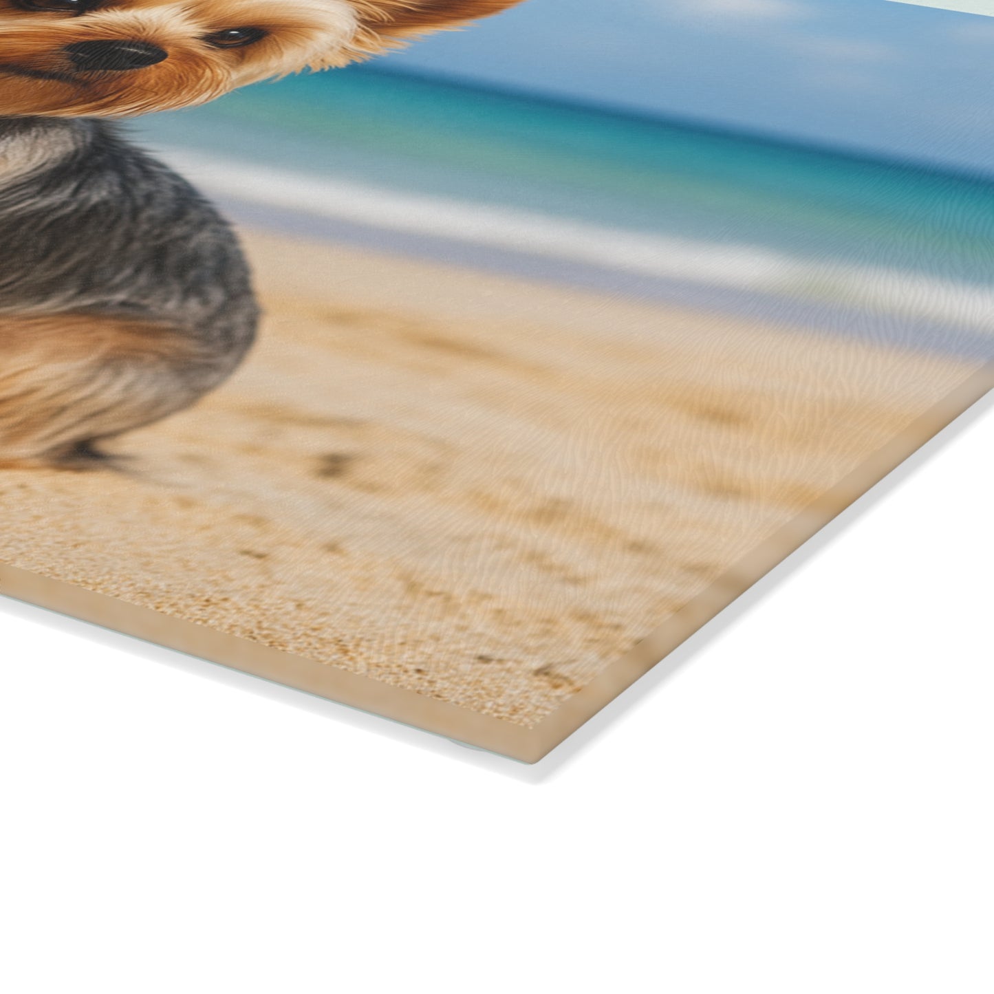 🐾🌊 Yorkie at the Beach Cutting Board – Coastal Charm for Dog Lovers 🐕