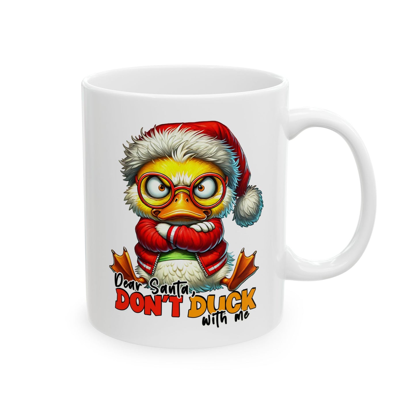 Querido Santa, no te agaches conmigo: divertida taza navideña con forma de pato para los espíritus navideños más atrevidos.