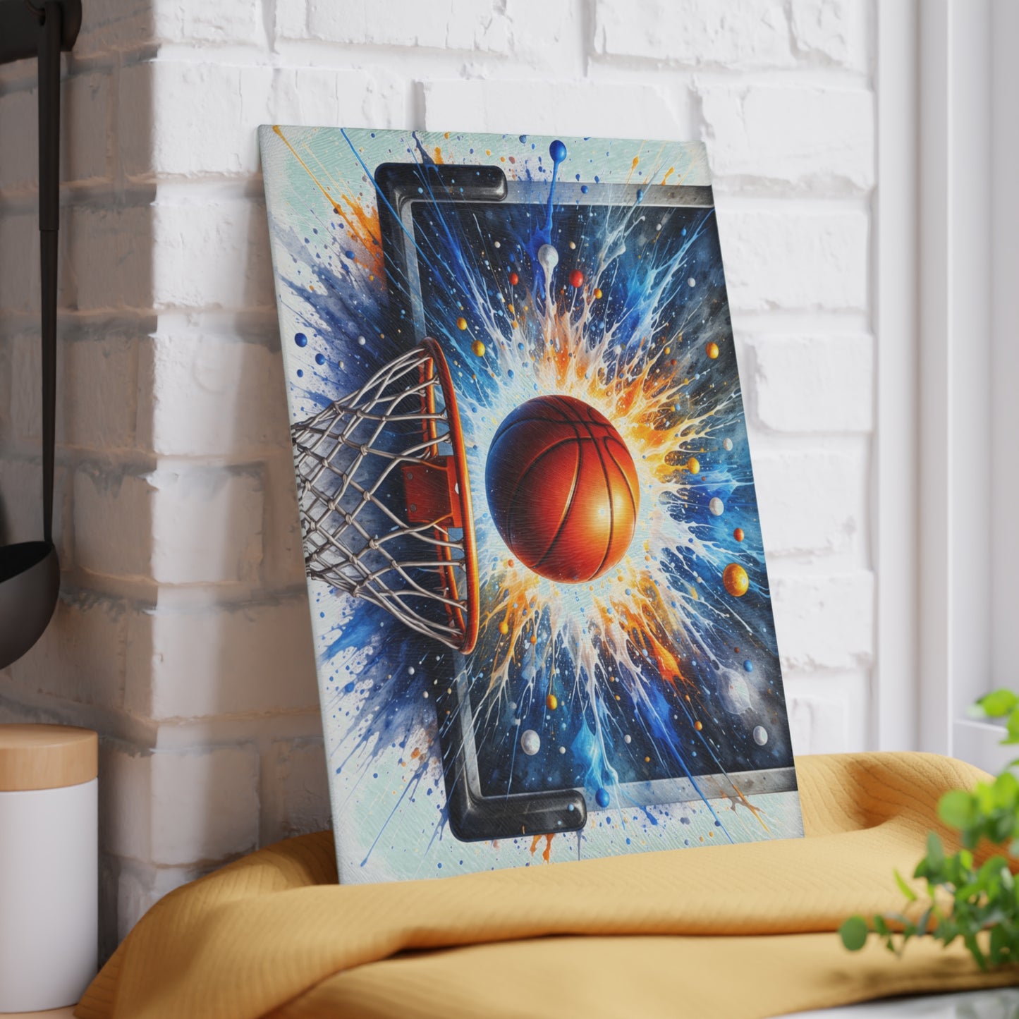 Basketball Splash Art Cutting Board – Slam Dunk Style for Your Kitchen