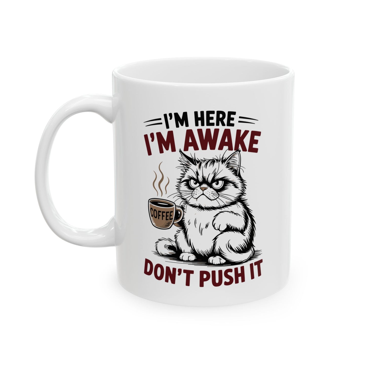 ☕ Estoy despierto, no presiones – Taza de café de Grumpy Cat para guerreros del buen humor matutino