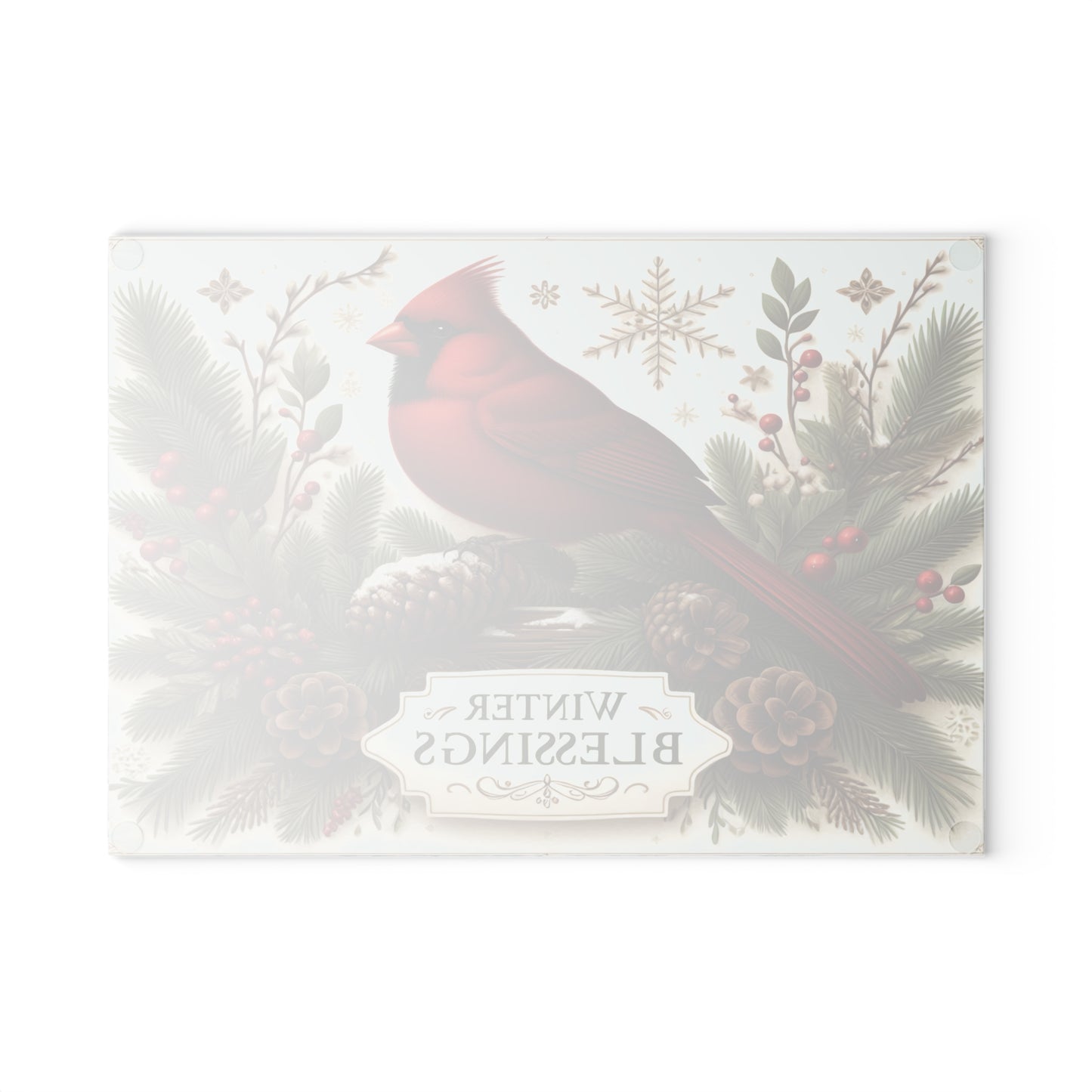 🕊️❄️ Winter Blessings Cardinal Cutting Board – Elegant Holiday Charm for Your Kitchen ❄️🕊️