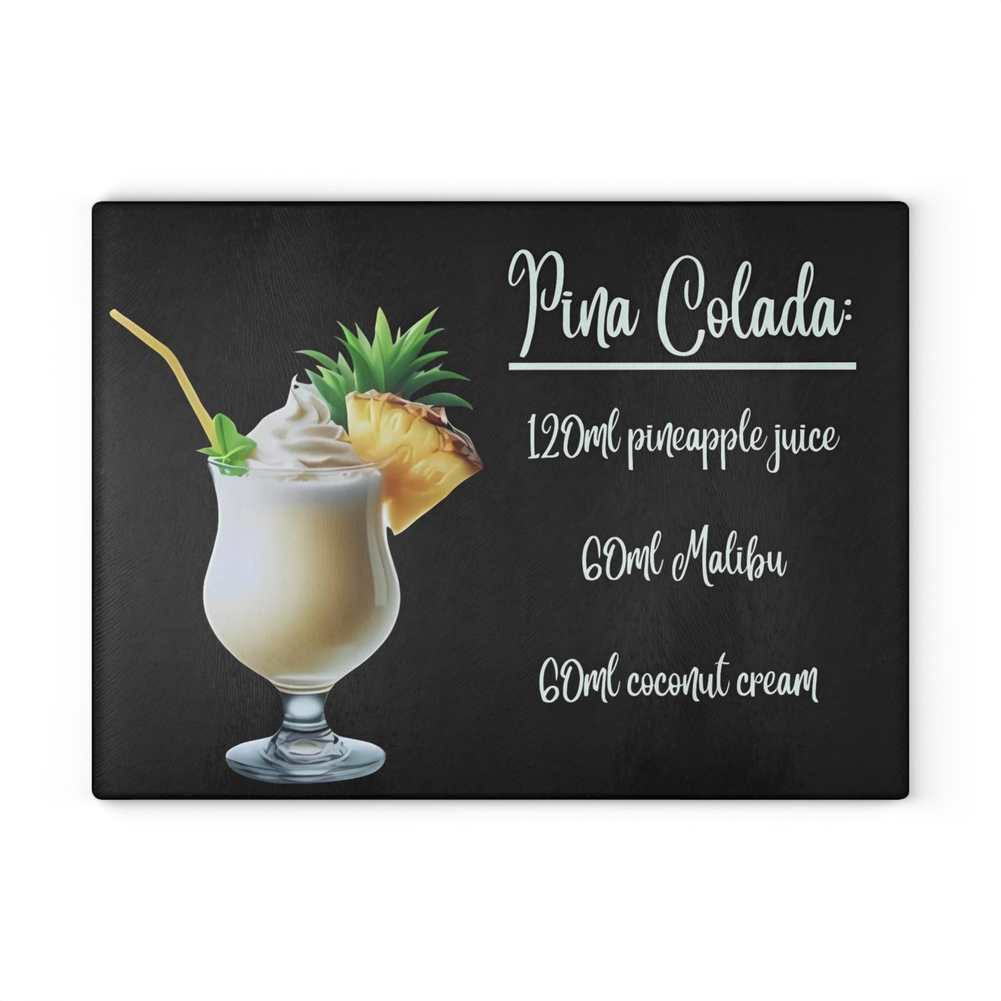 🍍 Piña Colada Recipe Cutting Board – Island Vibes for Your Kitchen or Bar