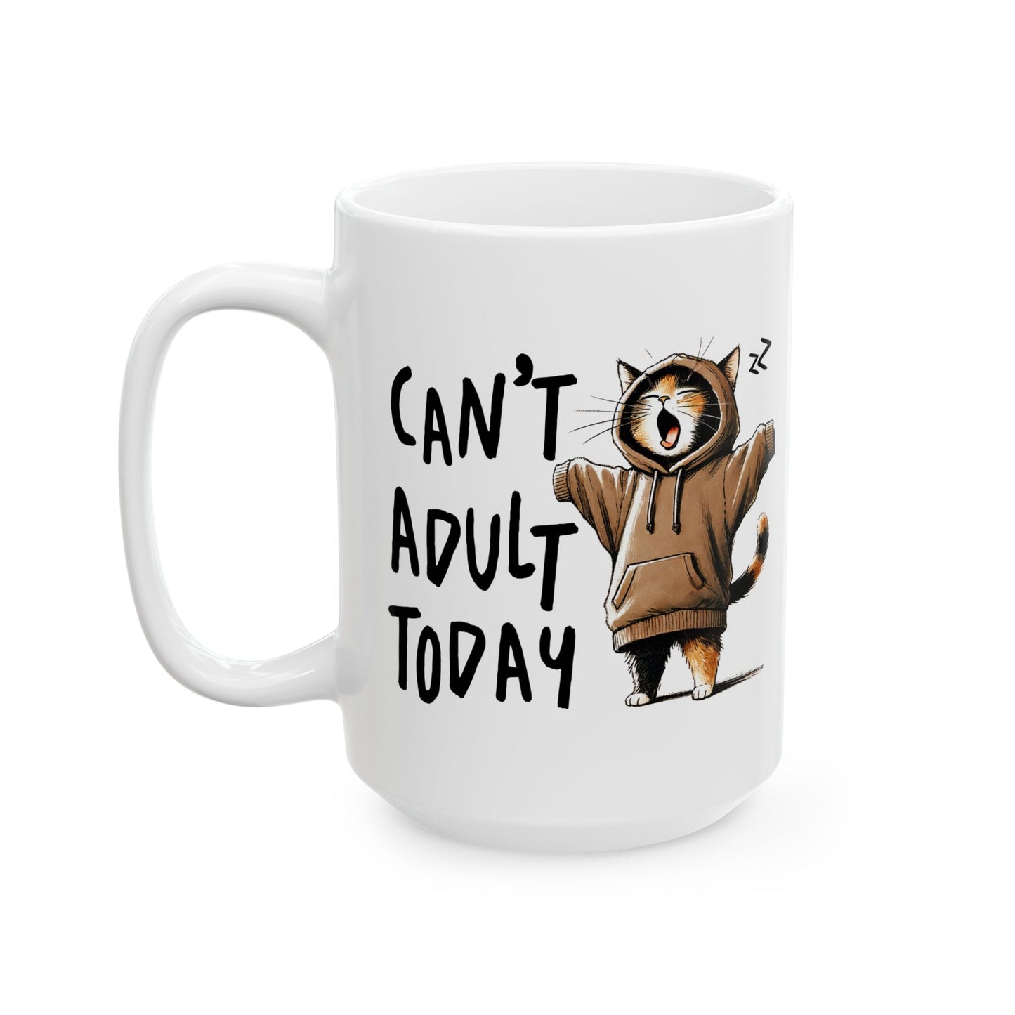 😸 Hoy no puedo ser adulto: divertida taza de café con capucha de gato para amantes de los gatos 🐾