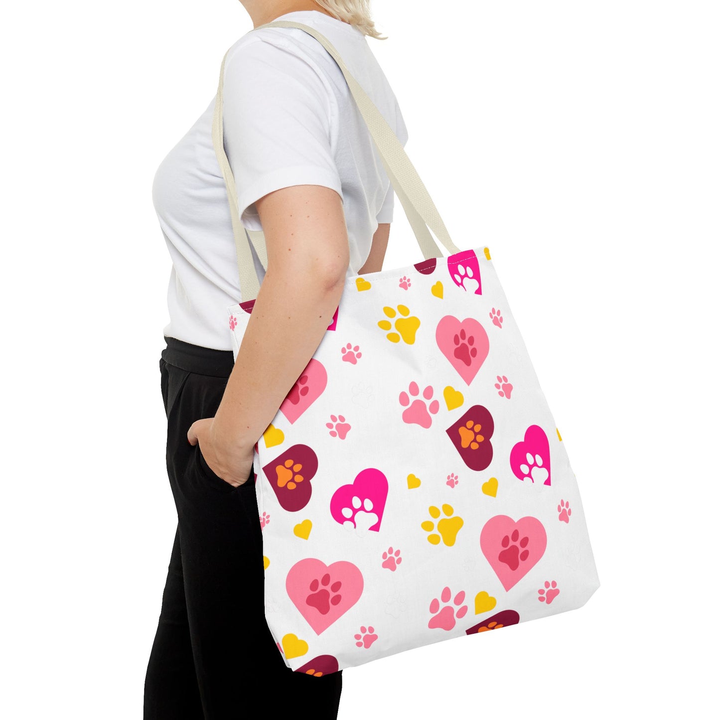Bolsa de mano con estampado de patas y corazón | Pet Lover Everyday Carry-All