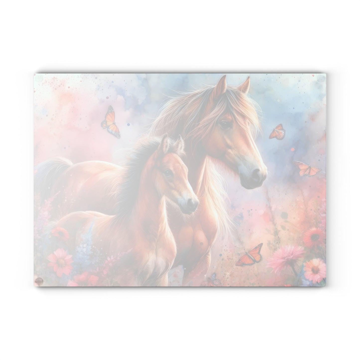 🐴🌸 Mother & Foal Floral Cutting Board – Wild Beauty Meets Heartfelt Country Charm