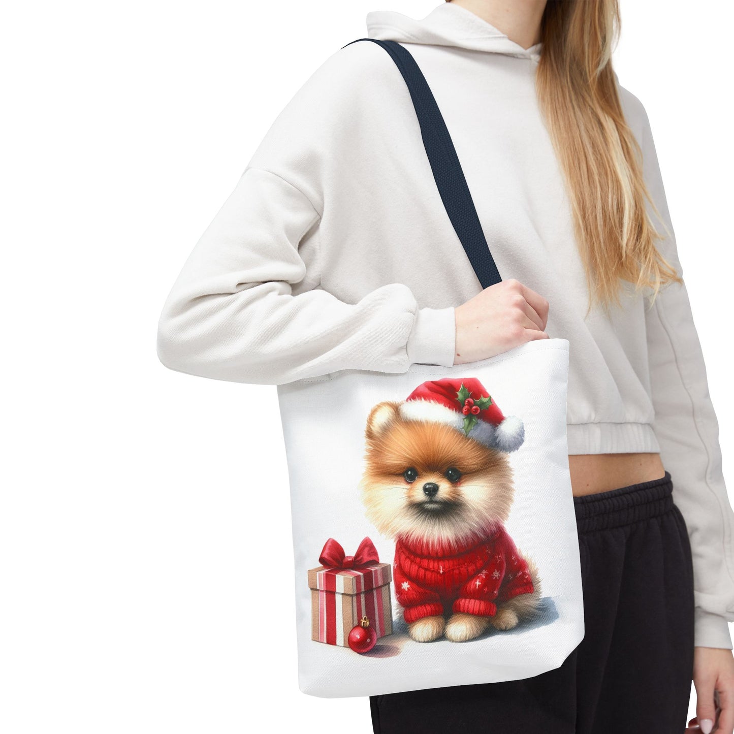 🎄 Pomeranian Christmas Tote Bag – Cozy Fluff & Festive Cheer 🎁🐾