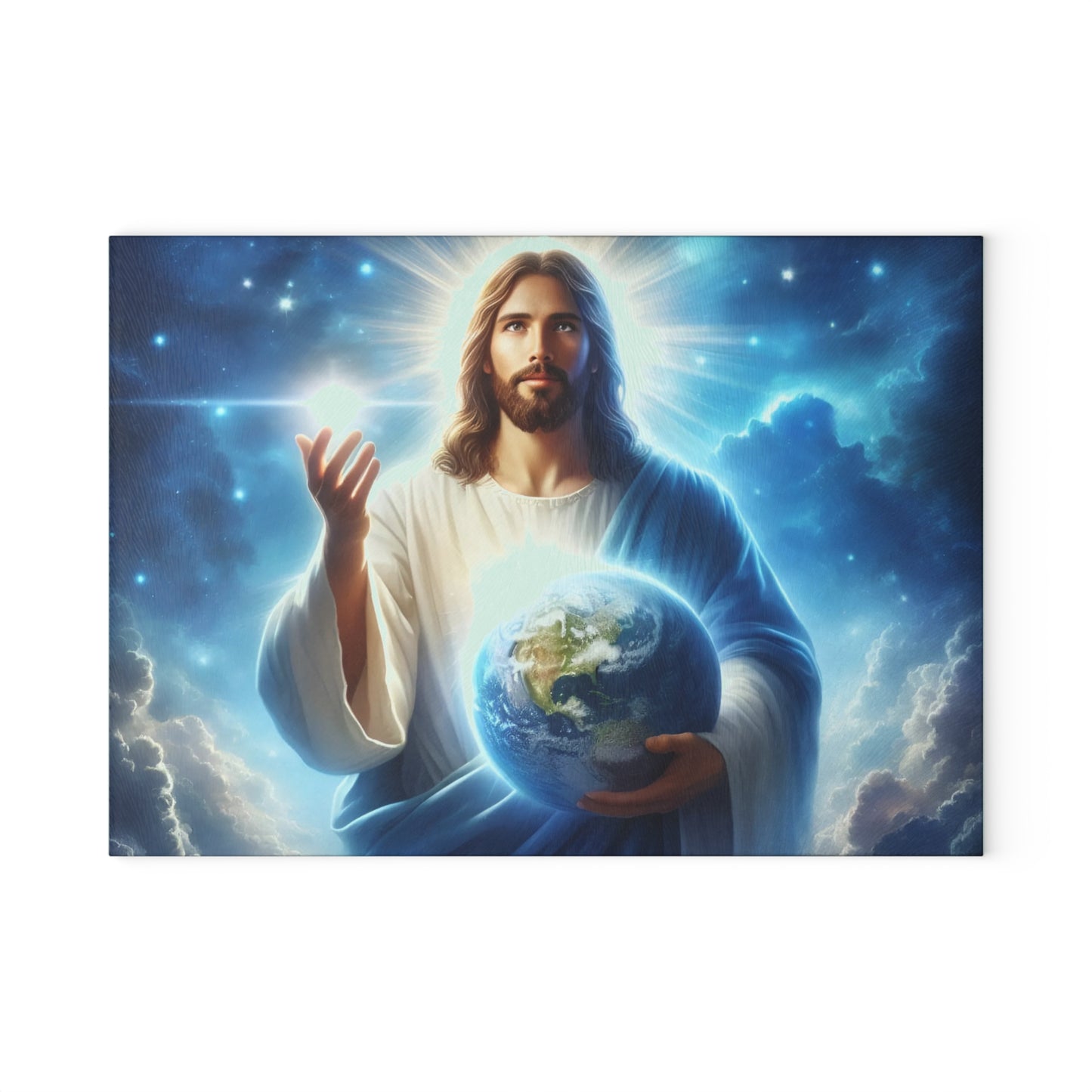 Tabla de cortar de Jesús, tabla de charcutería, tabla de cortar única, tabla de cortar de vidrio templado, regalo de inauguración de la casa, tabla de cortar personalizada