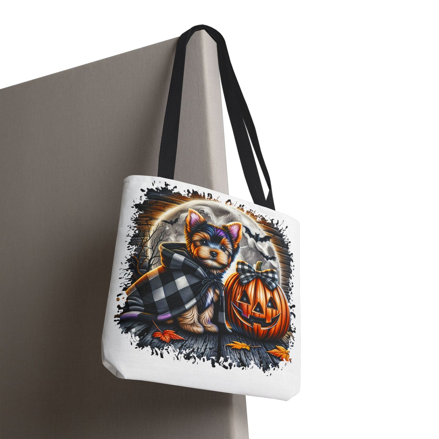 ๐ Yorkie Halloween Tote Bag โ Spooky Cute & Plaid Perfect ๐พ๐ค๐