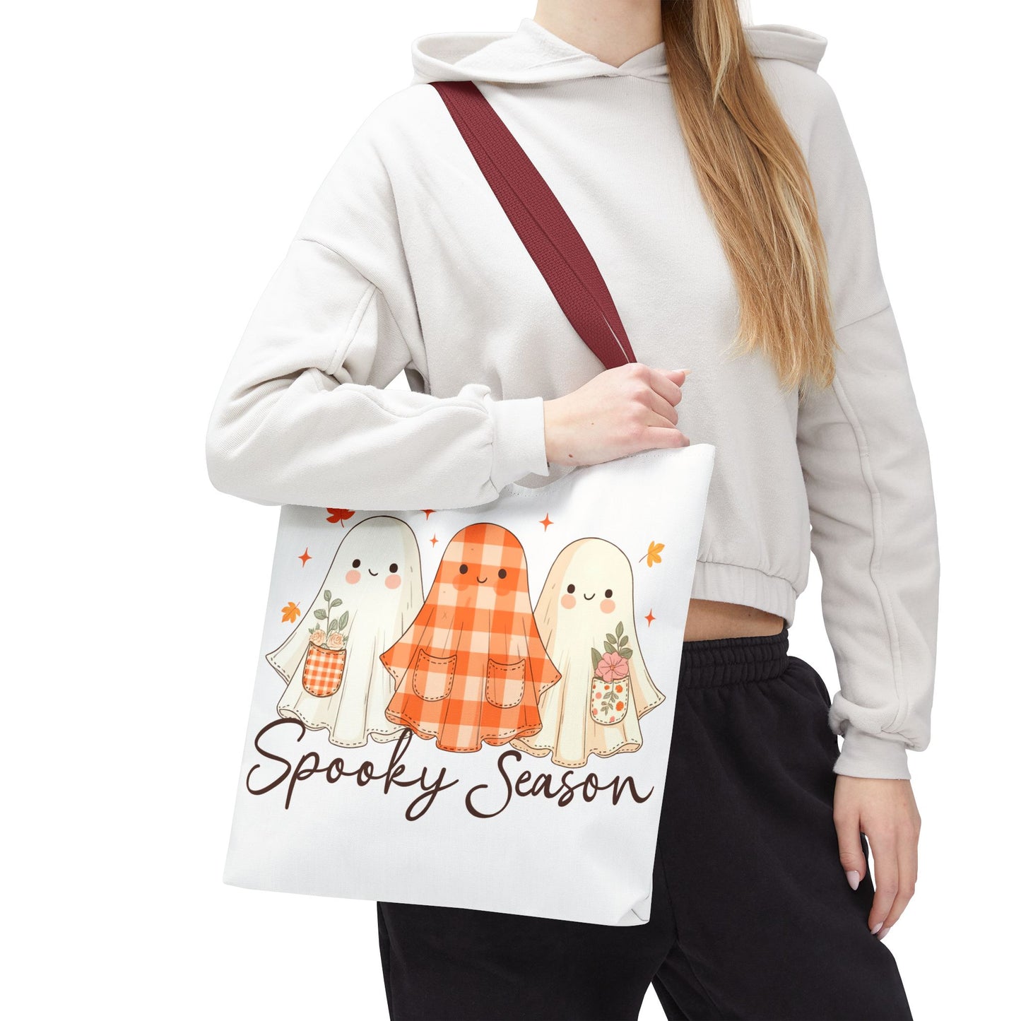 ๐ป Spooky Season Ghost Friends Tote Bag โ Cozy Fall Vibes with a Cute Twist ๐๐