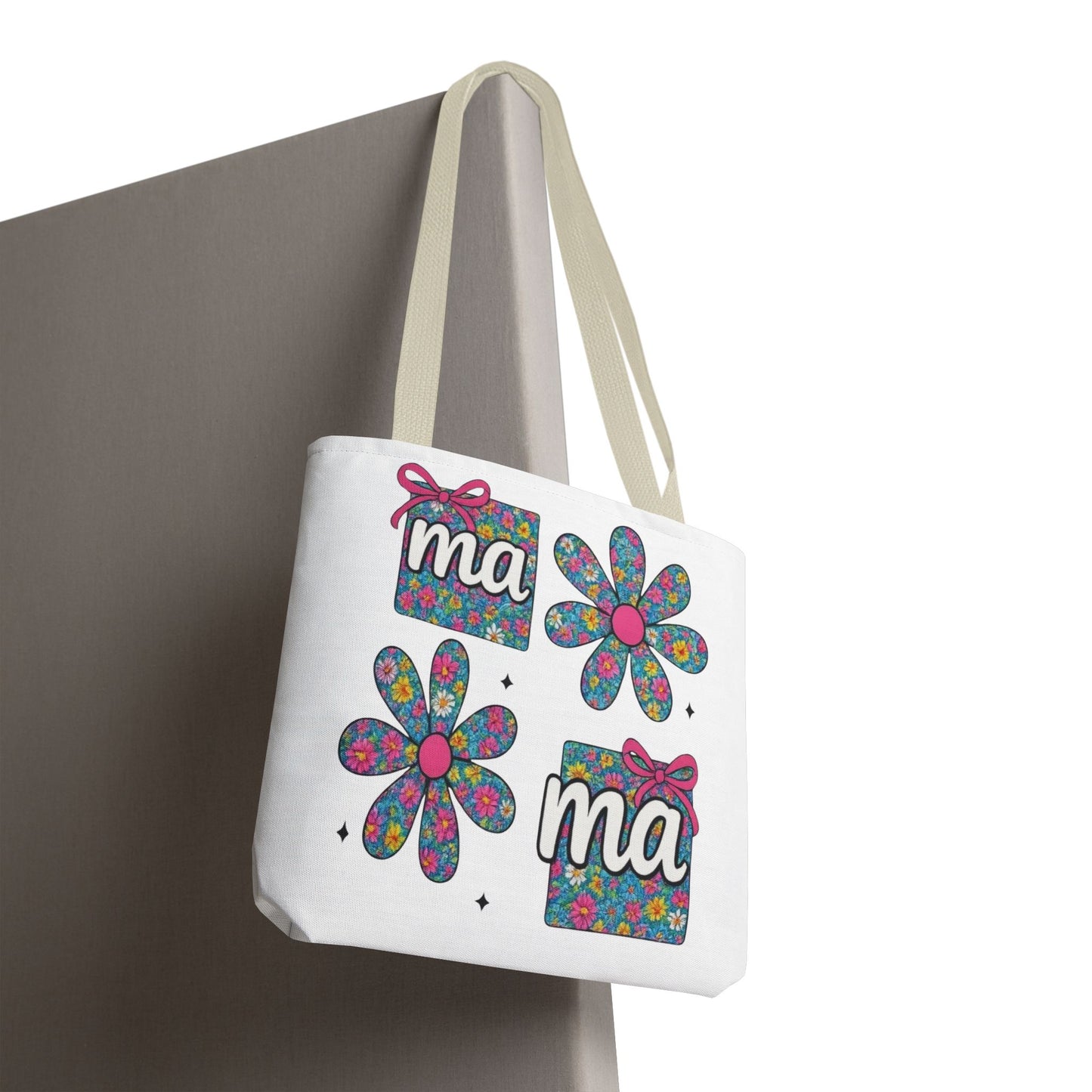 Bolso Tote Floral "ma": Un Accesorio Divertido y Brillante para Mamá