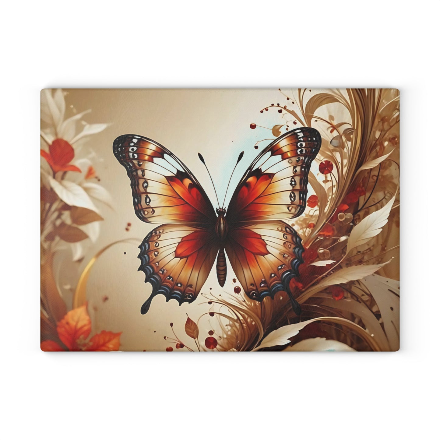 Hermosa tabla de cortar de vidrio con forma de mariposa, decoración de mariposas, tabla de cortar, decoración de cocina, arte de cocina, tabla para servir, regalo de pavo real, regalo de mariposa, tabla de cortar floral