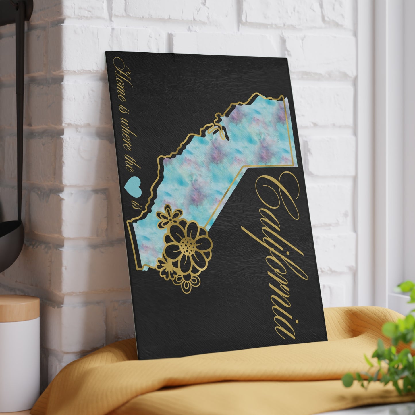 🪷 California Floral State Cutting Board – Watercolor West Coast Elegance for Your Kitchen 🌊