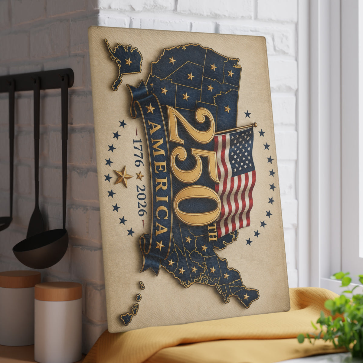 America 250th Anniversary Tempered Glass Cutting Board