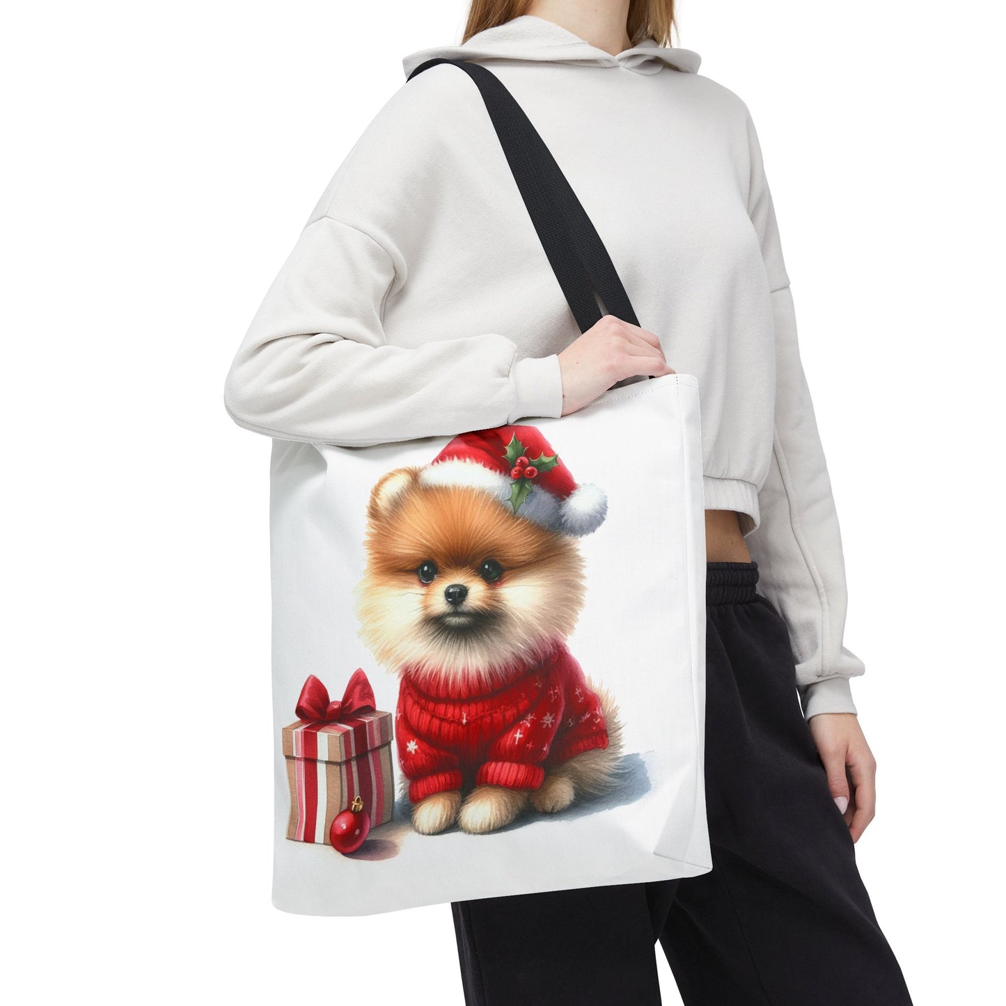 🎄 Pomeranian Christmas Tote Bag – Cozy Fluff & Festive Cheer 🎁🐾