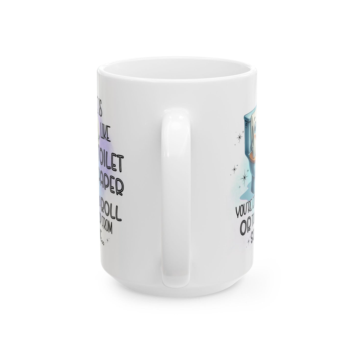 Taza de café "La vida es como el papel higiénico": humor de baño divertidísimo en cada sorbo