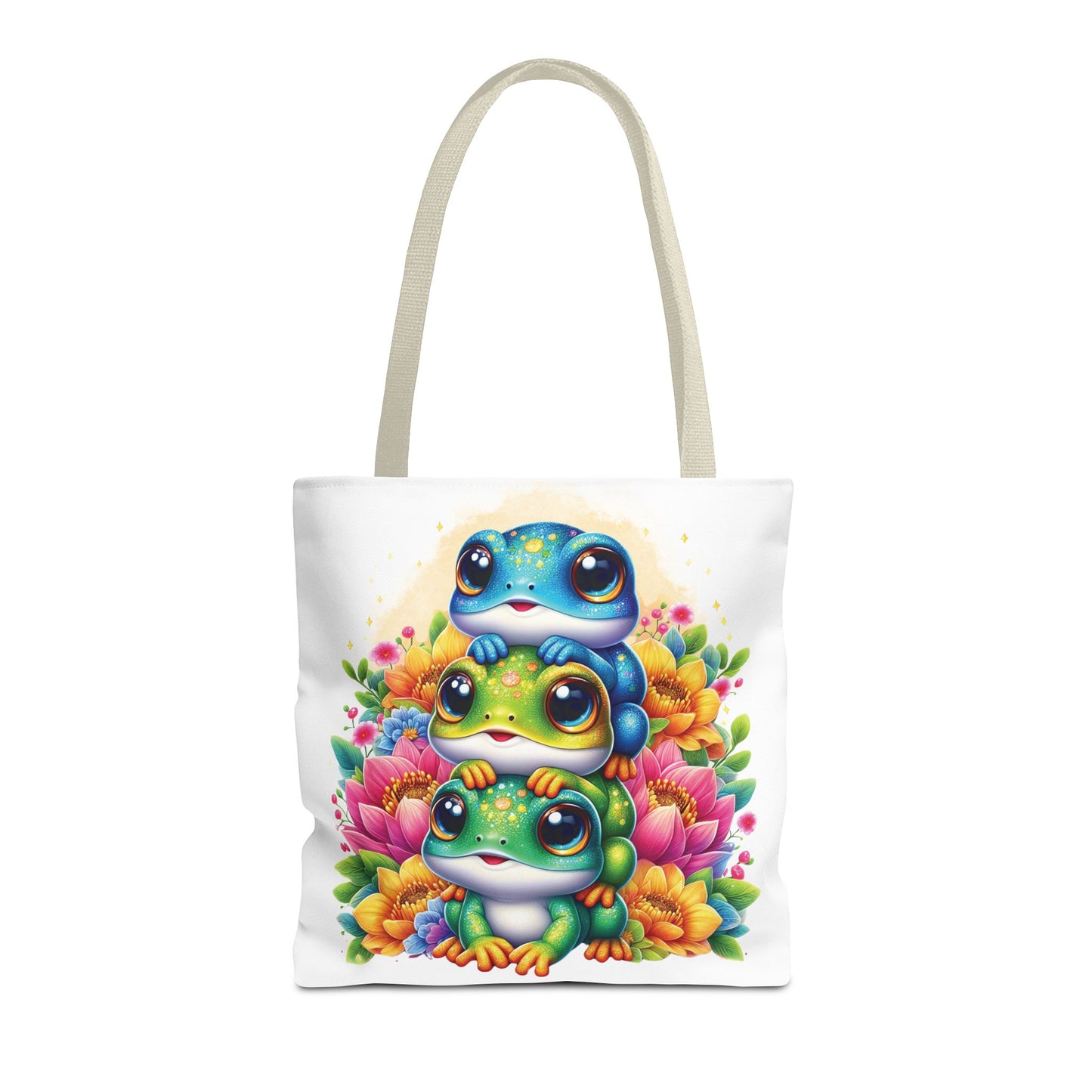 ๐ธ Stacked Frogs Floral Tote Bag โ Colorful Whimsy for Every Day ๐ธ๐