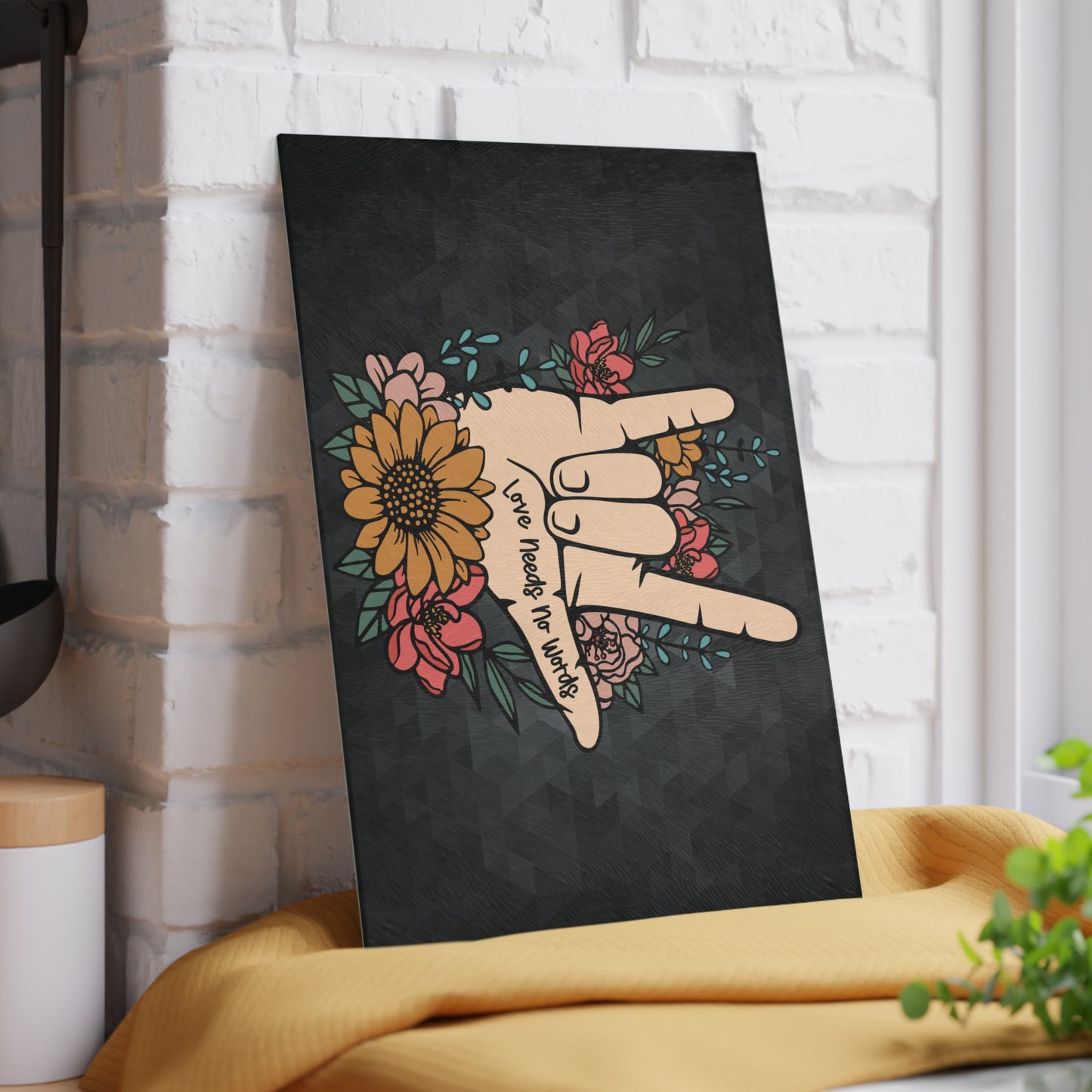 "I Love You Sign Language Tempered Glass Cutting Board & Display Piece"