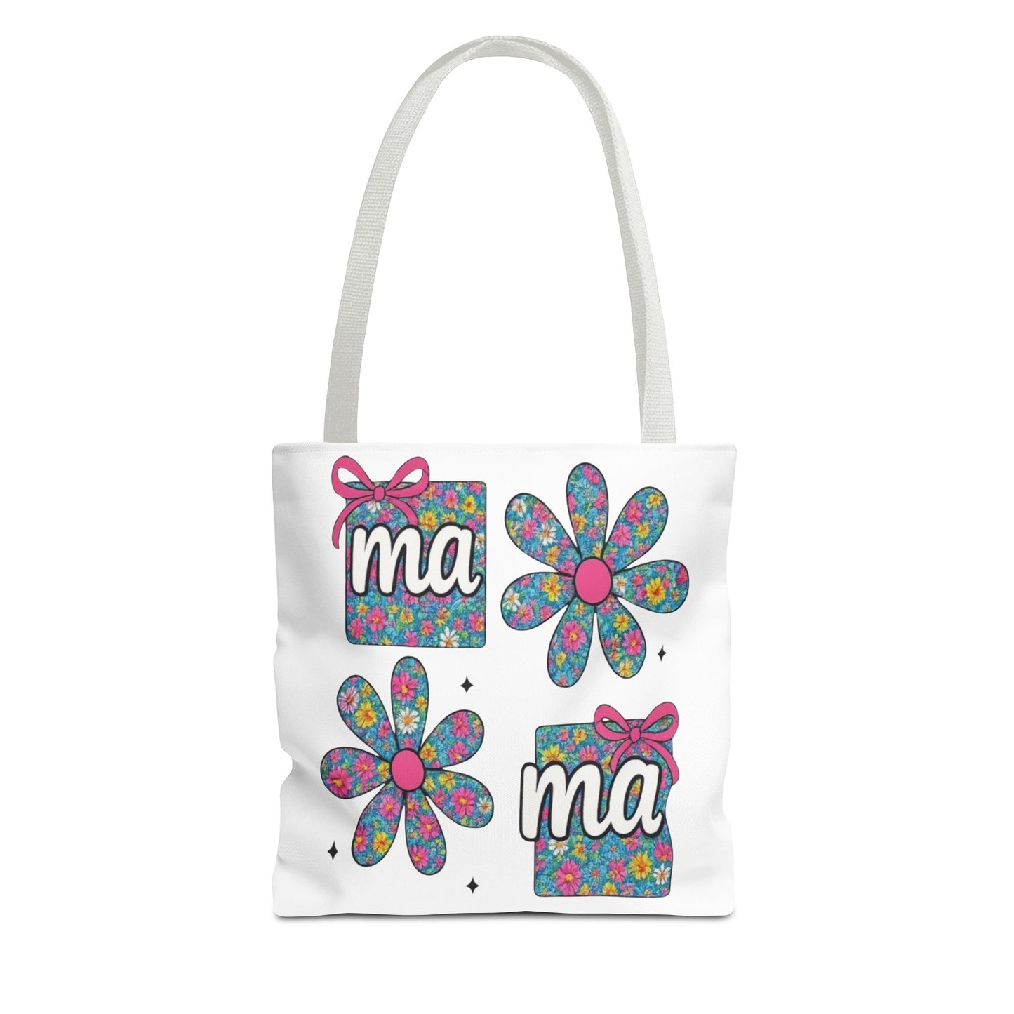 Bolso Tote Floral "ma": Un Accesorio Divertido y Brillante para Mamá