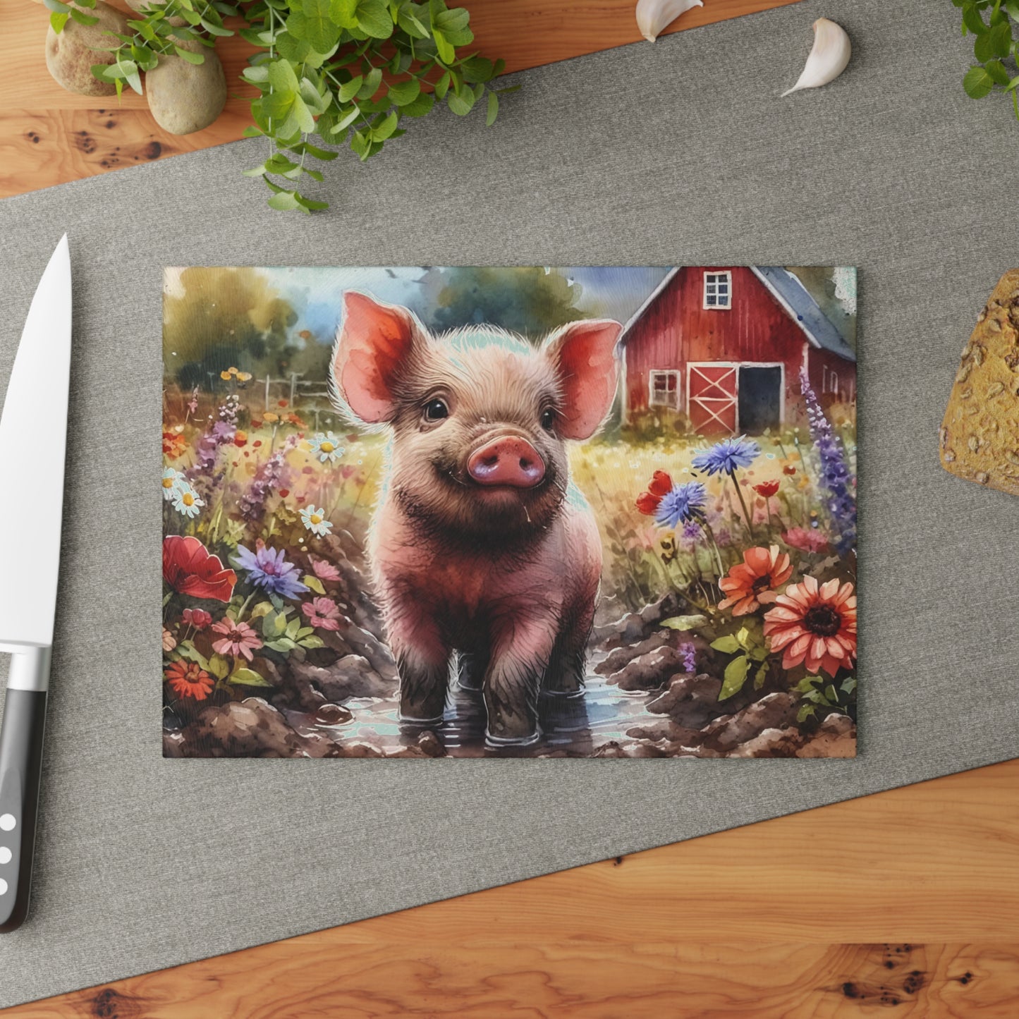 🐷🌸 Farm Piglet Cutting Board – Rustic Charm Meets Country Whimsy 🌸🐷