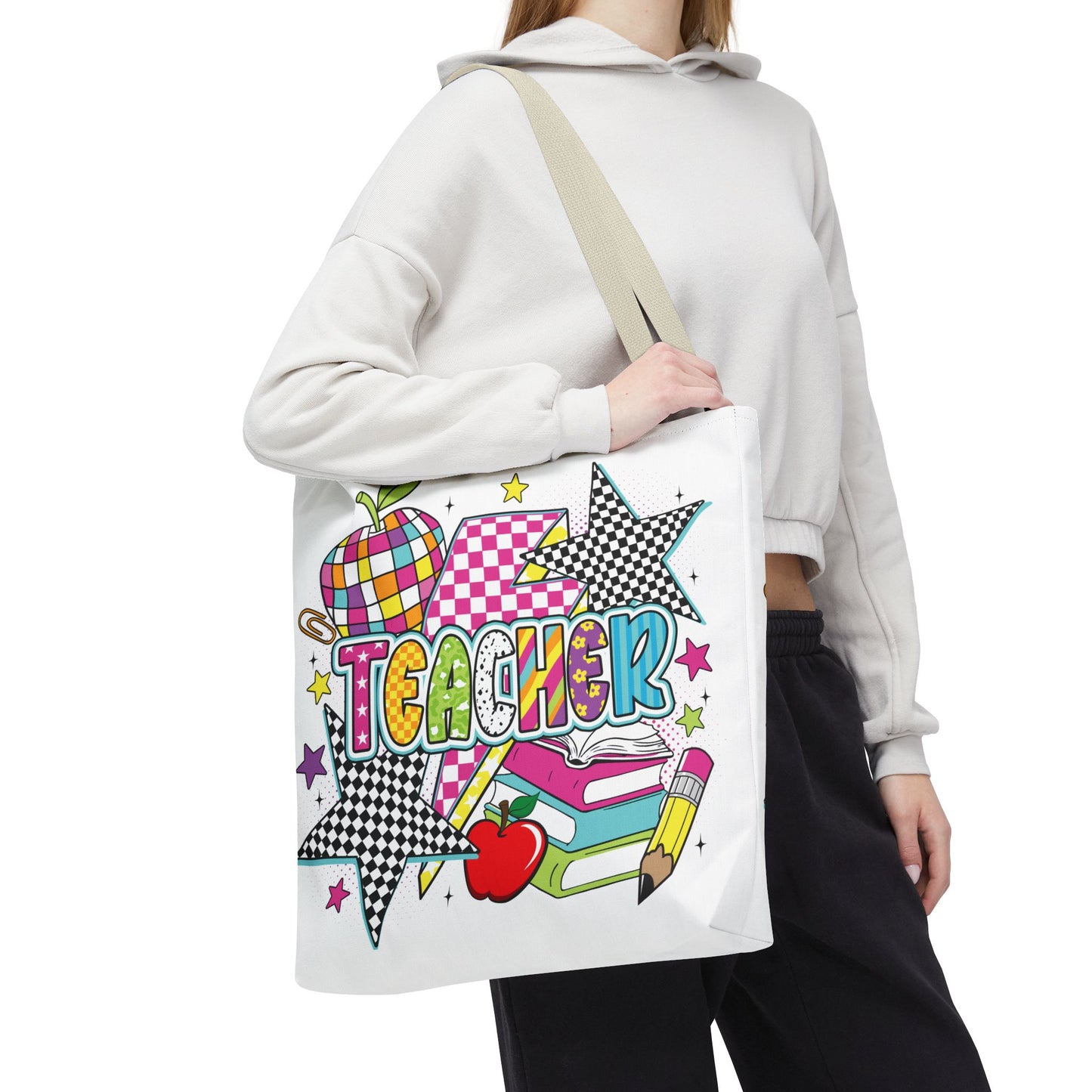 🌟 Bright Teacher Stars Tote – Bold Style for the Best in Class 🍎