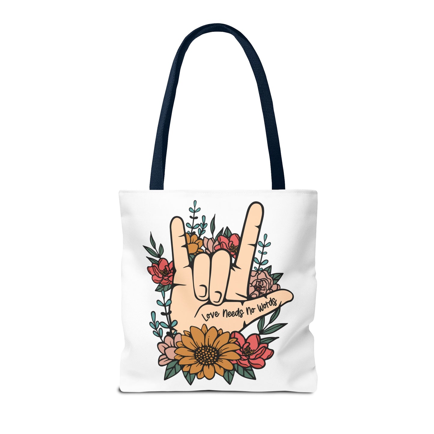 Bolsa de tela con gesto de "Te amo" en ASL (siglas en inglés)