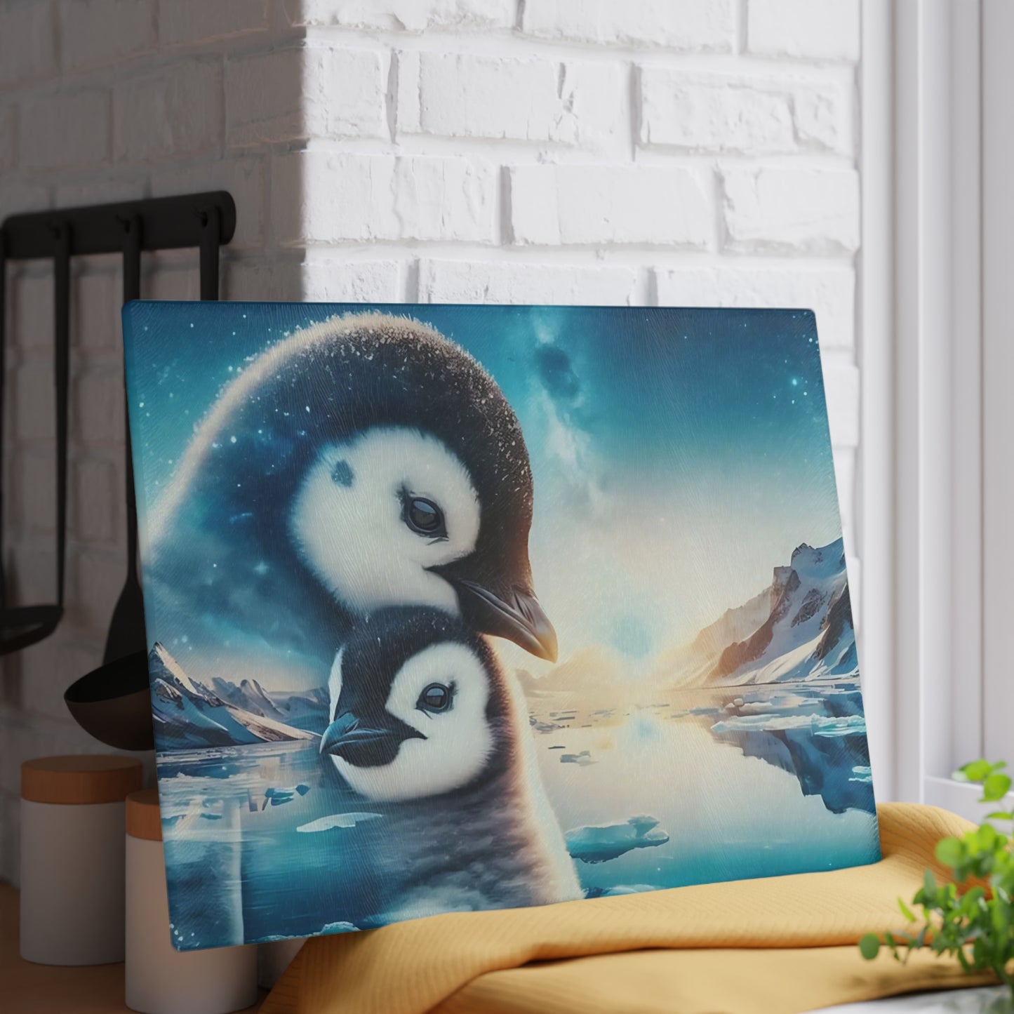 🐧❄️ Penguin & Chick Arctic Cutting Board – Polar Serenity for Your Kitchen ❄️🐧