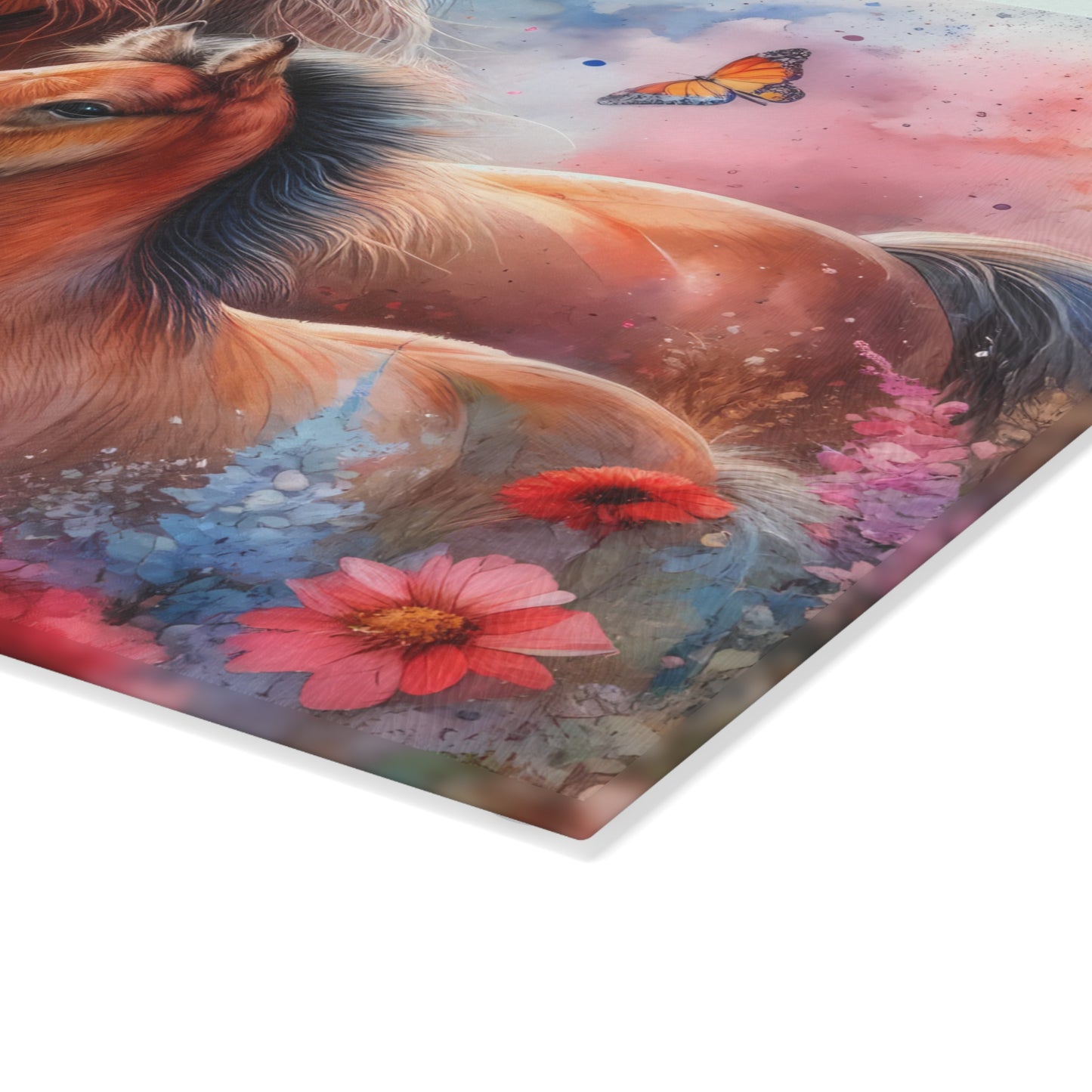 🐴🌸 Mother & Foal Floral Cutting Board – Wild Beauty Meets Heartfelt Country Charm